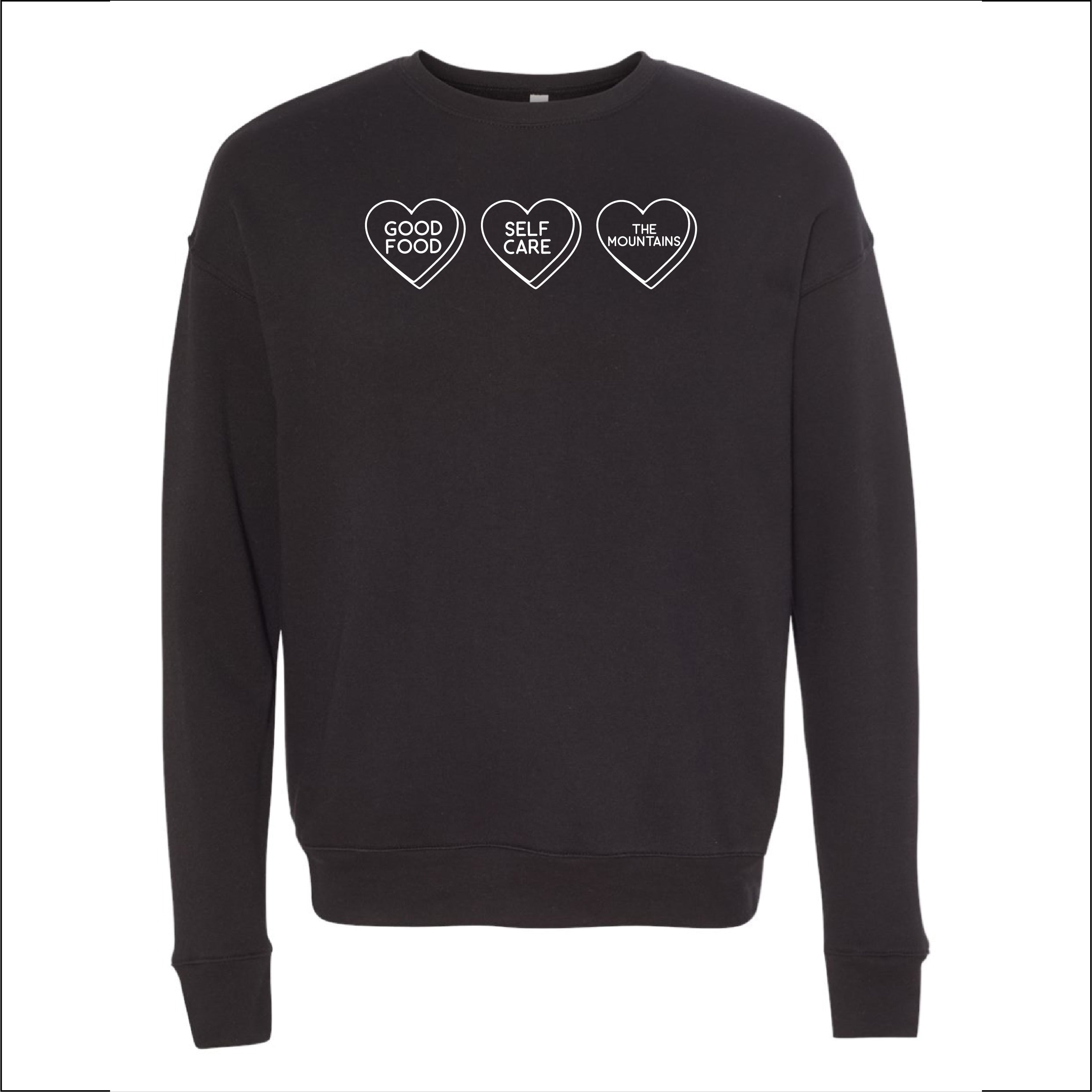 Start a Conversation! - Choose 3 Hearts - Super Soft Fleece Crewneck Little Mama Shirt Shop LLC