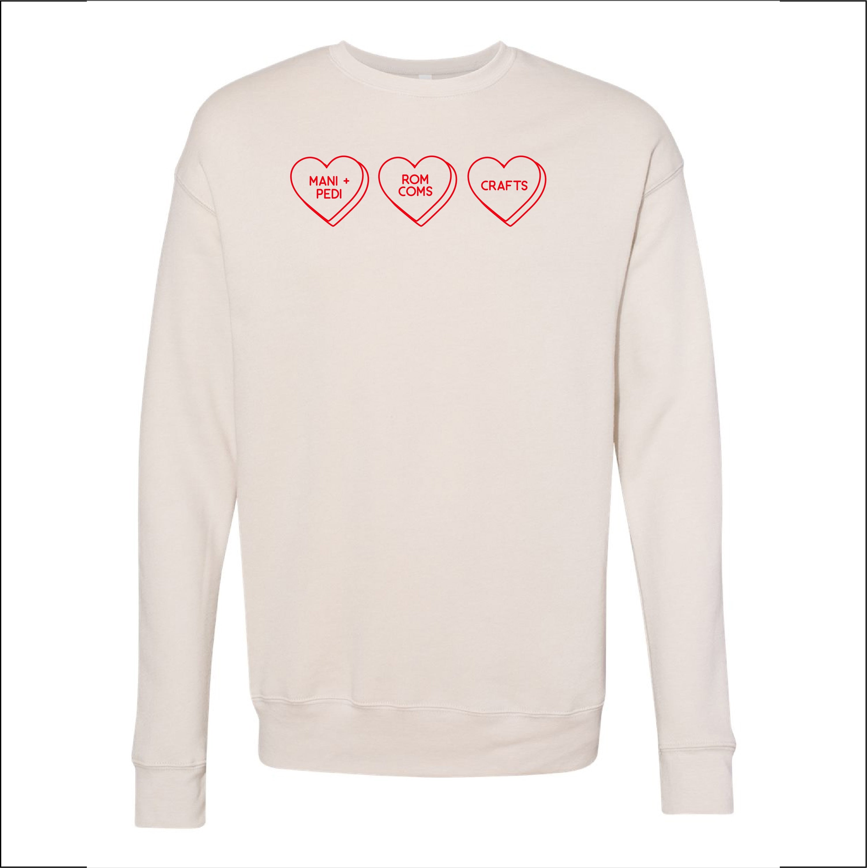 Start a Conversation! - Choose 3 Hearts - Super Soft Fleece Crewneck Little Mama Shirt Shop LLC