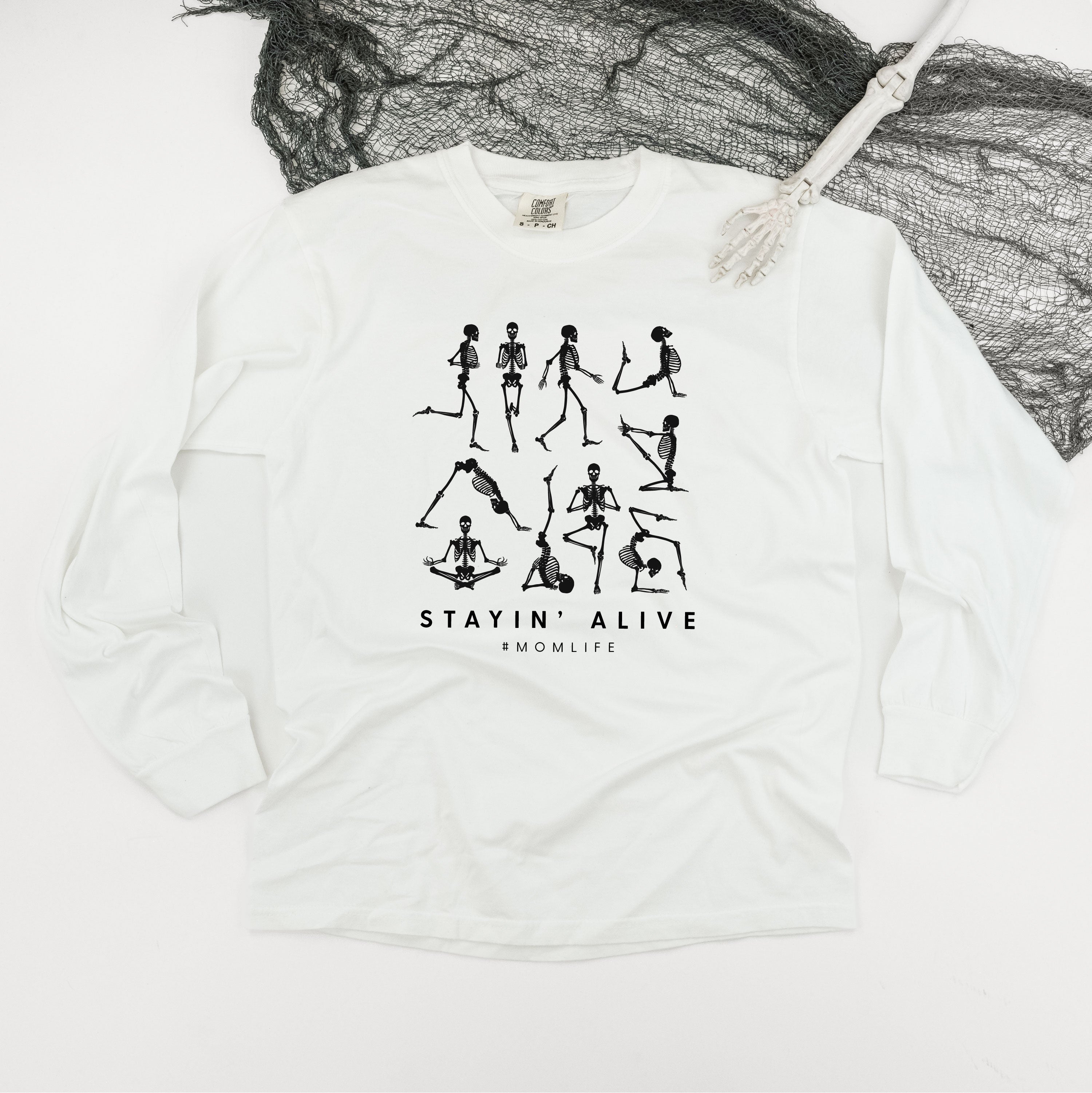 Stayin' Alive - Long Sleeve Comfort Colors Tee Little Mama Shirt Shop