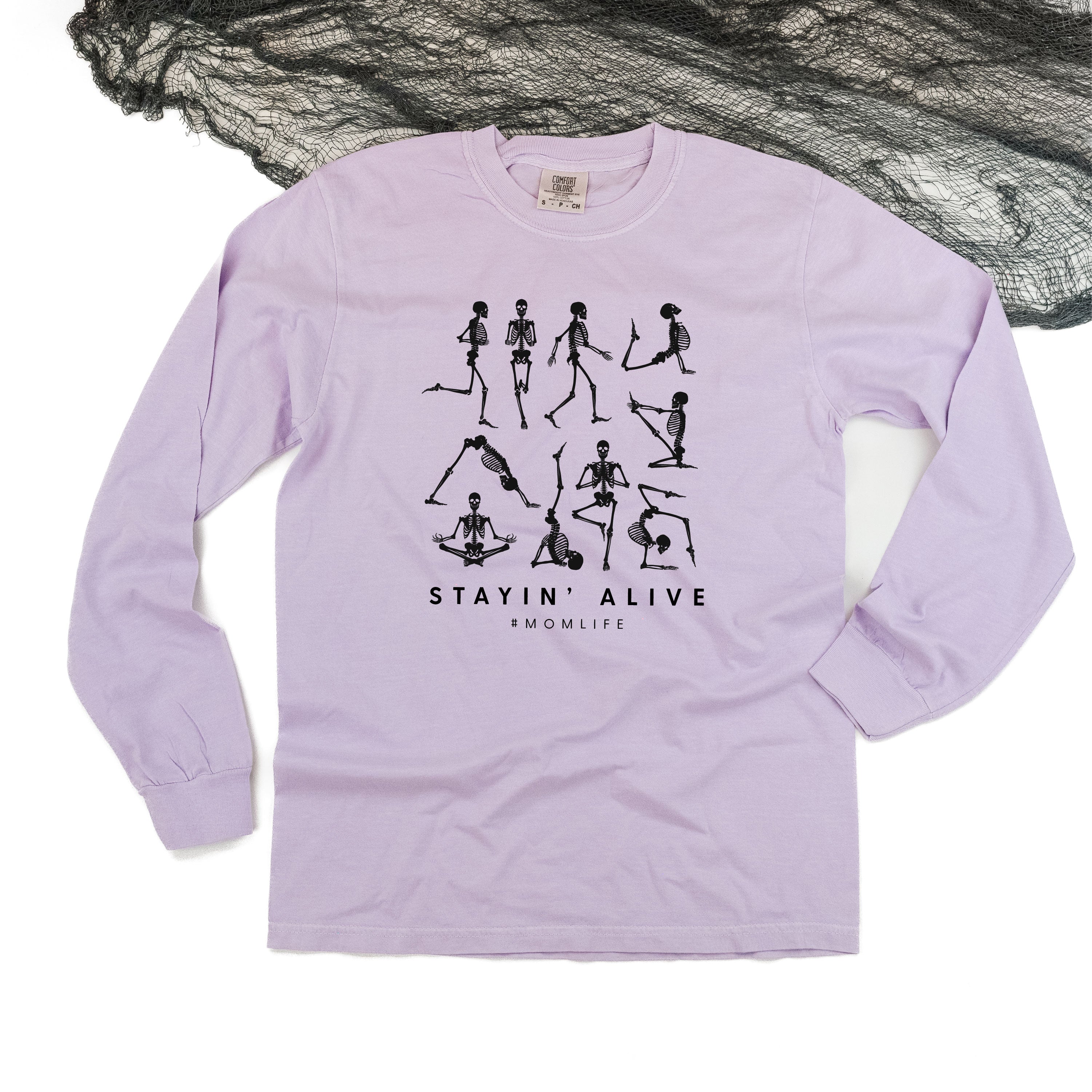 Stayin' Alive - Long Sleeve Comfort Colors Tee Little Mama Shirt Shop