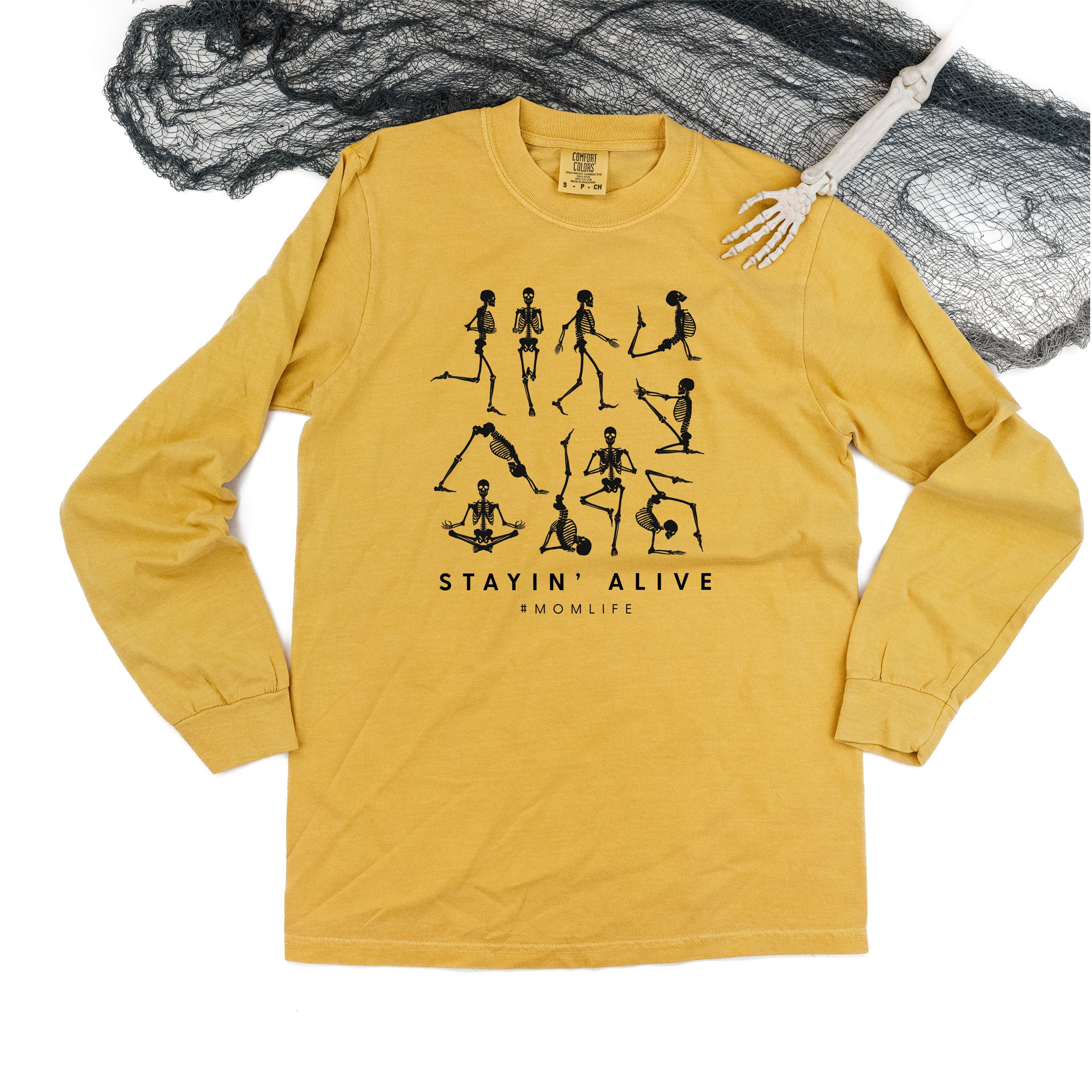 Stayin' Alive - Long Sleeve Comfort Colors Tee Little Mama Shirt Shop