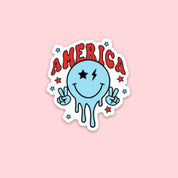 LMSS® STICKER - America Peace Smiley Little Mama Shirt Shop LLC