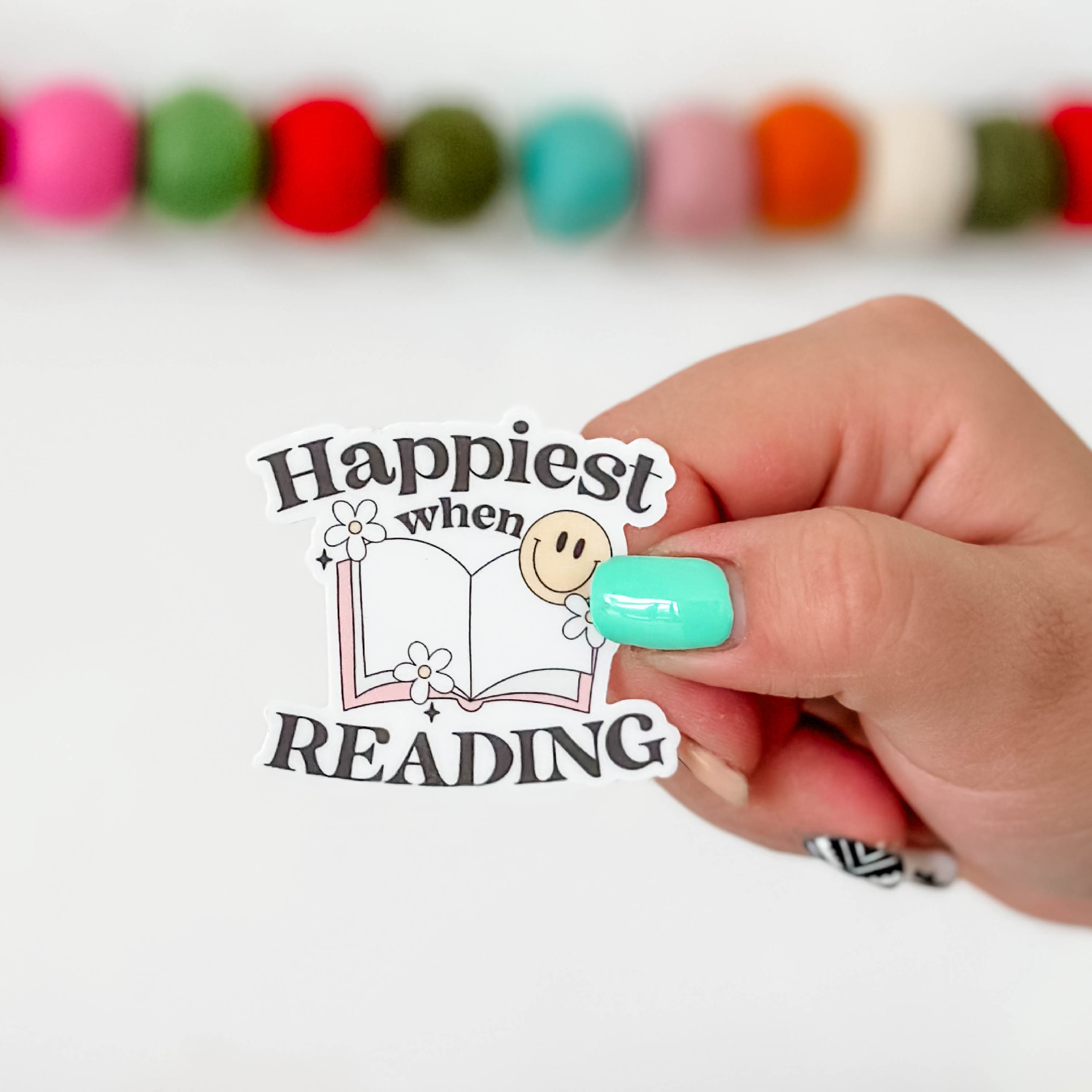 LMSS® STICKER - Happiest When Reading Little Mama Shirt Shop LLC