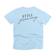 EMBROIDERED Pocket Flowers on Front w/ Printed Still Growing on Back - SHORT SLEEVE COMFORT COLORS TEE Little Mama Shirt Shop