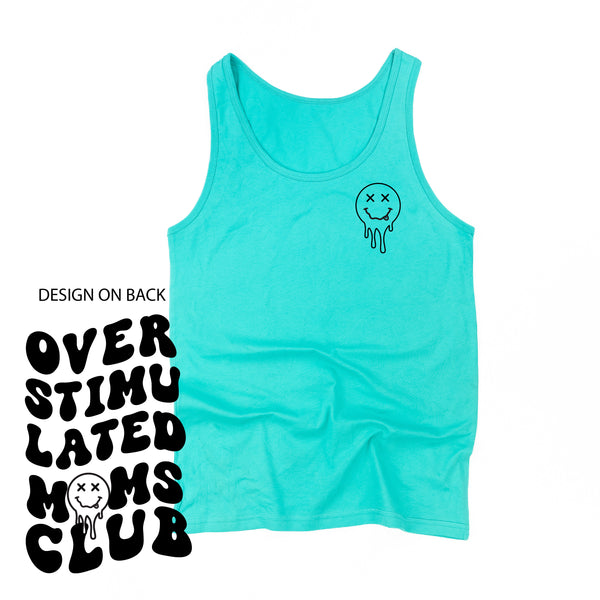 OVERSTIMULATED MOMS CLUB - (w/ Melty X Squiggle Smile) - Unisex Jersey Tank