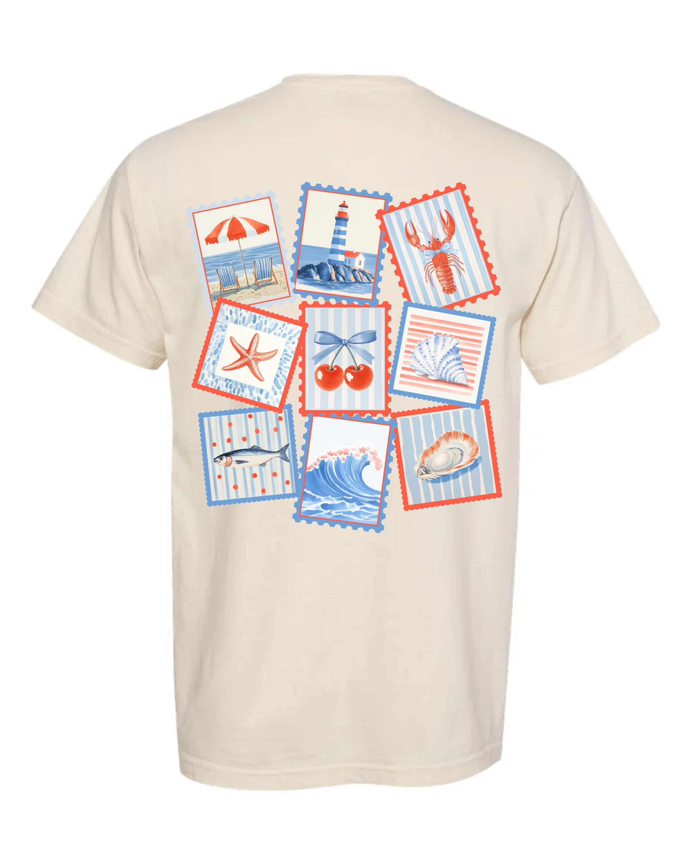 Coastal Dreams Postage Stamps - Adult Comfort Colors Tee | Little Mama Shirt Shop Little Mama Shirt Shop LLC