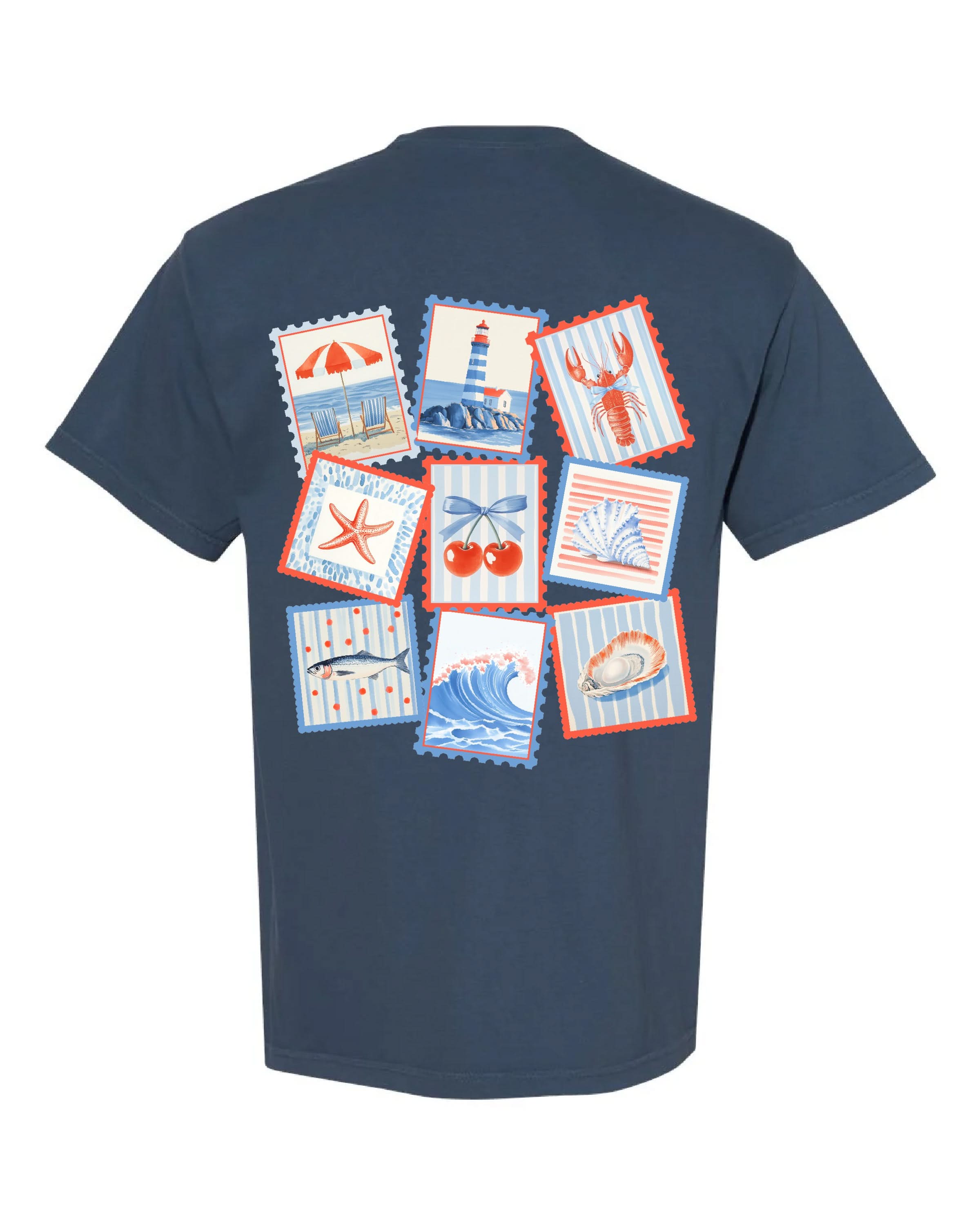 Coastal Dreams Postage Stamps - Adult Comfort Colors Tee | Little Mama Shirt Shop Little Mama Shirt Shop LLC