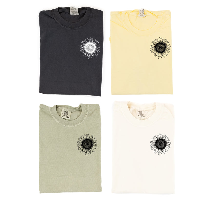 Embroidered Short Sleeve Comfort Colors Tee - Sunflower