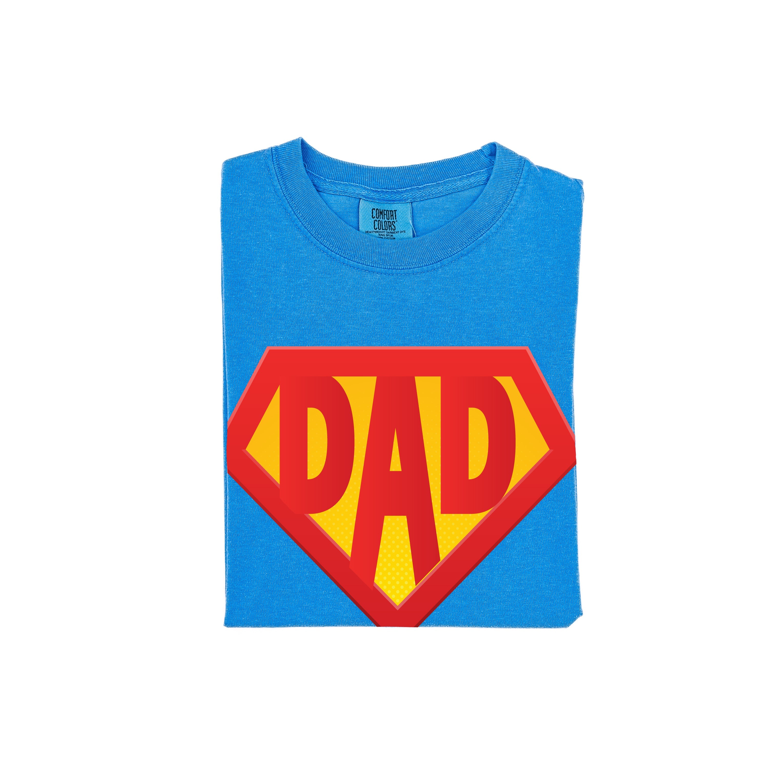 Super Dad - Neon Blue Comfort Colors Tee Little Mama Shirt Shop