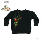 Poinsettia & Winter Flower Cascade (centered & b) - Child Sweater Little Mama Shirt Shop