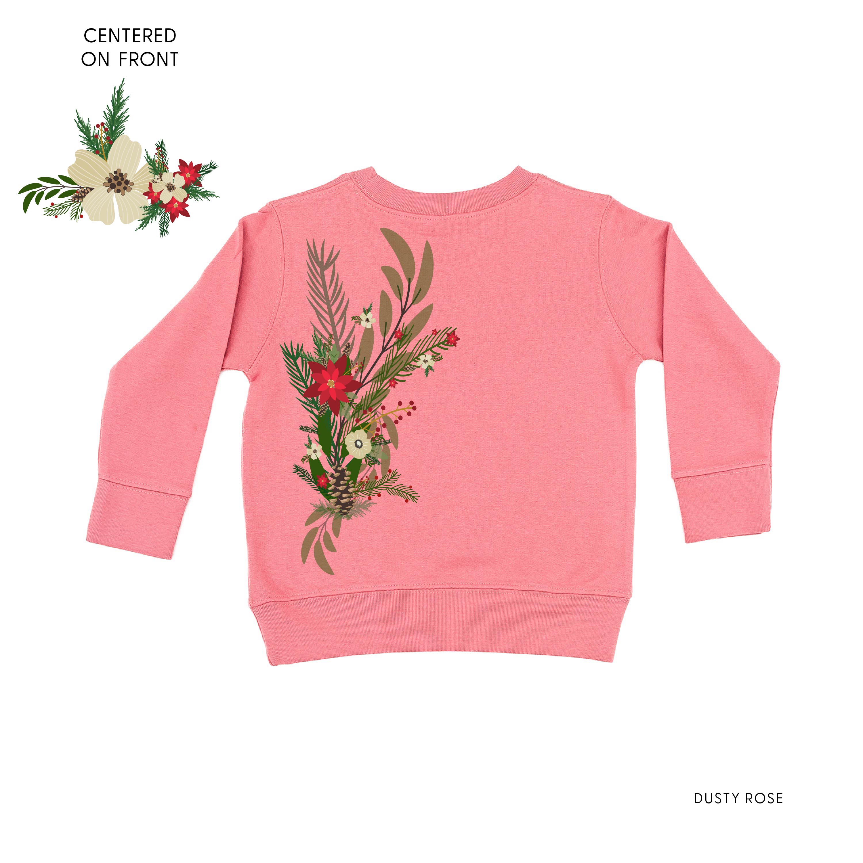 Poinsettia & Winter Flower Cascade (centered & b) - Child Sweater Little Mama Shirt Shop