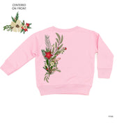 Poinsettia & Winter Flower Cascade (centered & b) - Child Sweater Little Mama Shirt Shop