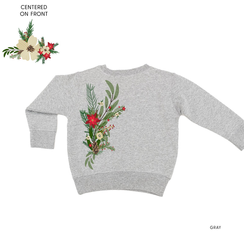 Poinsettia & Winter Flower Cascade (centered & b) - Child Sweater