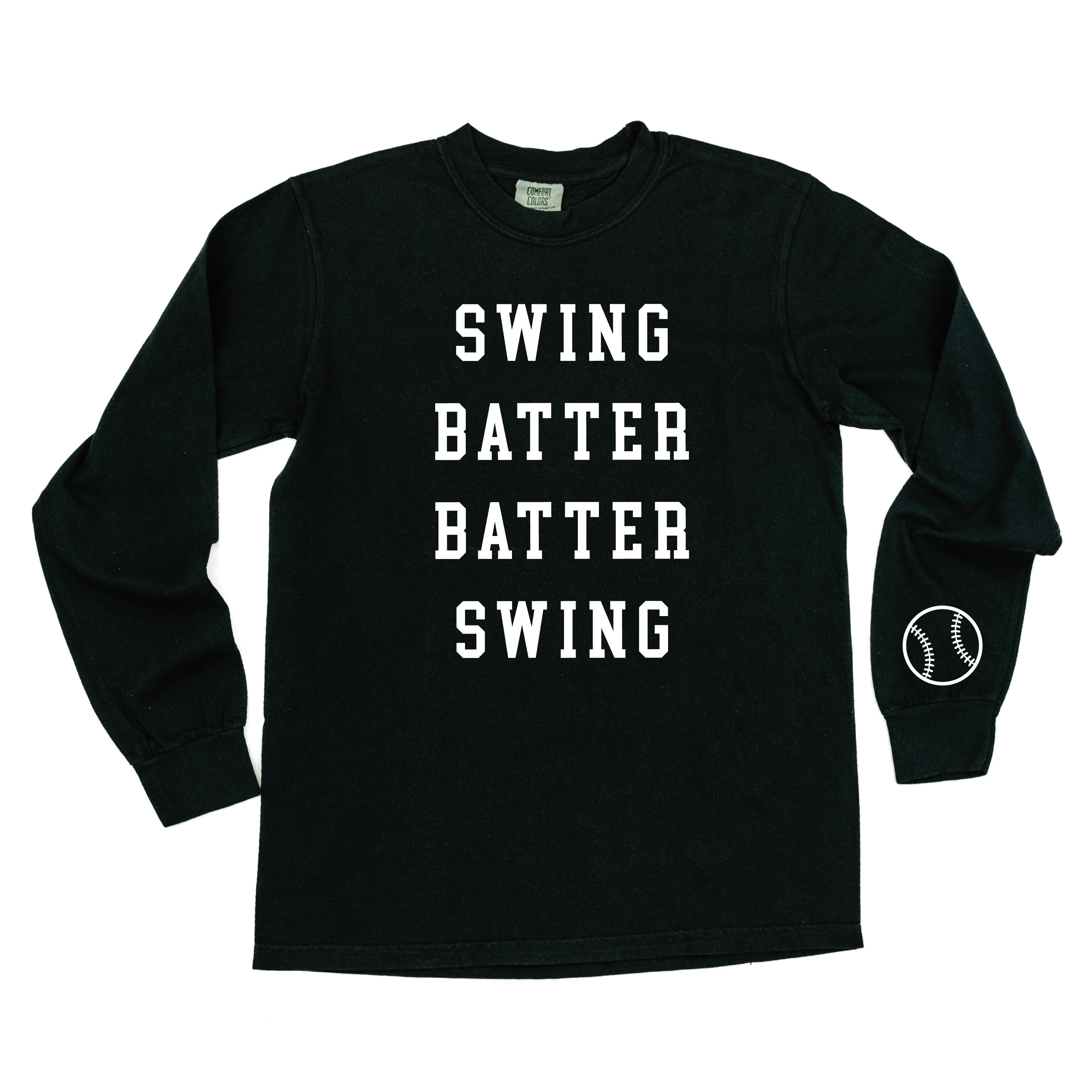 Swing Batter Batter Swing (wd) - LONG SLEEVE Comfort Colors Tee Little Mama Shirt Shop