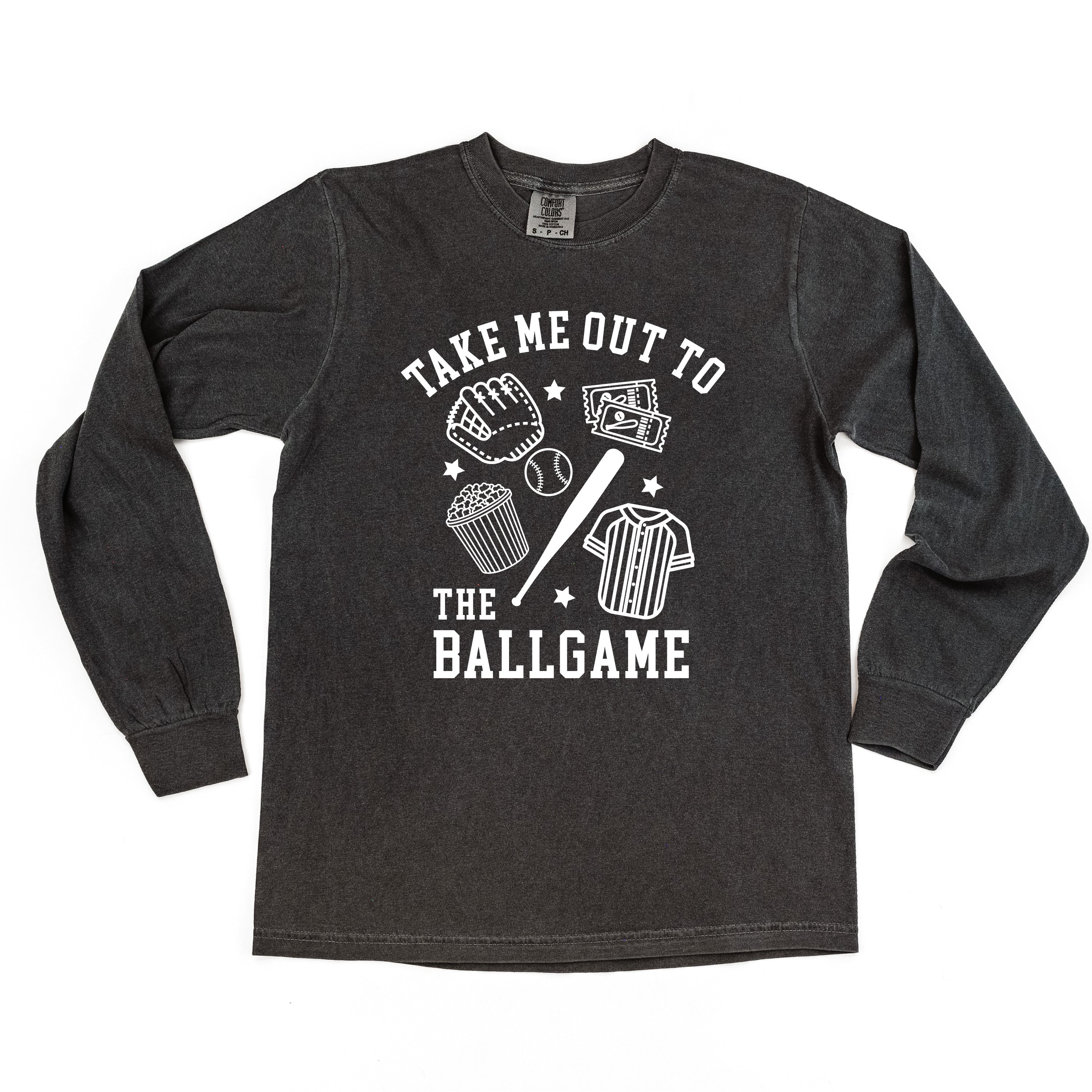 Take Me Out To The Ballgame - LONG SLEEVE Comfort Colors Tee Little Mama Shirt Shop