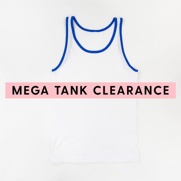 MEGA TANK CLEARANCE - WHITE/BLUE RINGER - Unisex Jersey Tank