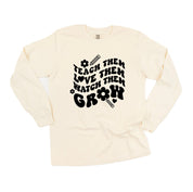 Teach Them Love Them Watch Them Grow (Back to School Version) - LONG SLEEVE Comfort Colors Tee Little Mama Shirt Shop