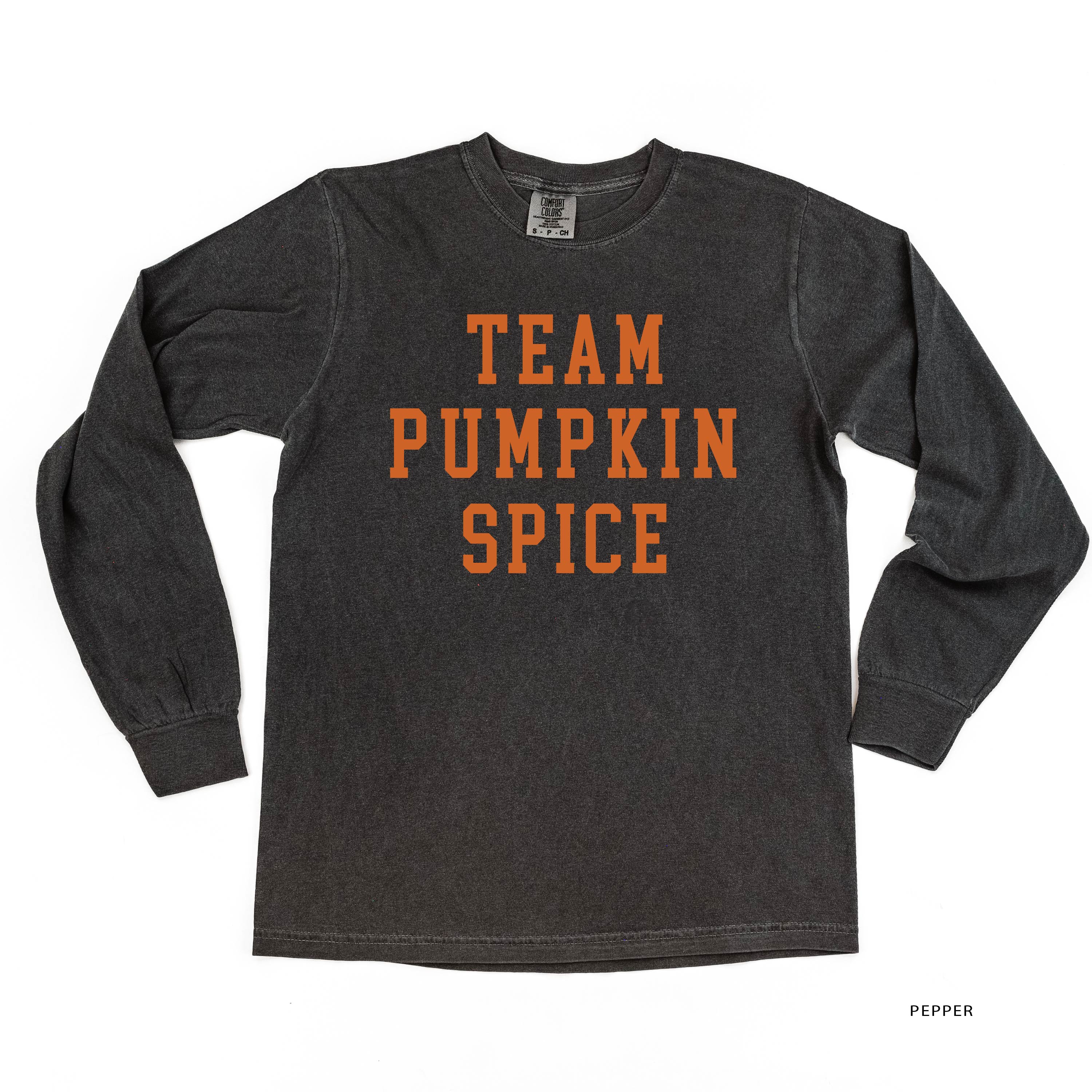 Team Pumpkin Spice - LONG SLEEVE Comfort Colors Tee Little Mama Shirt Shop