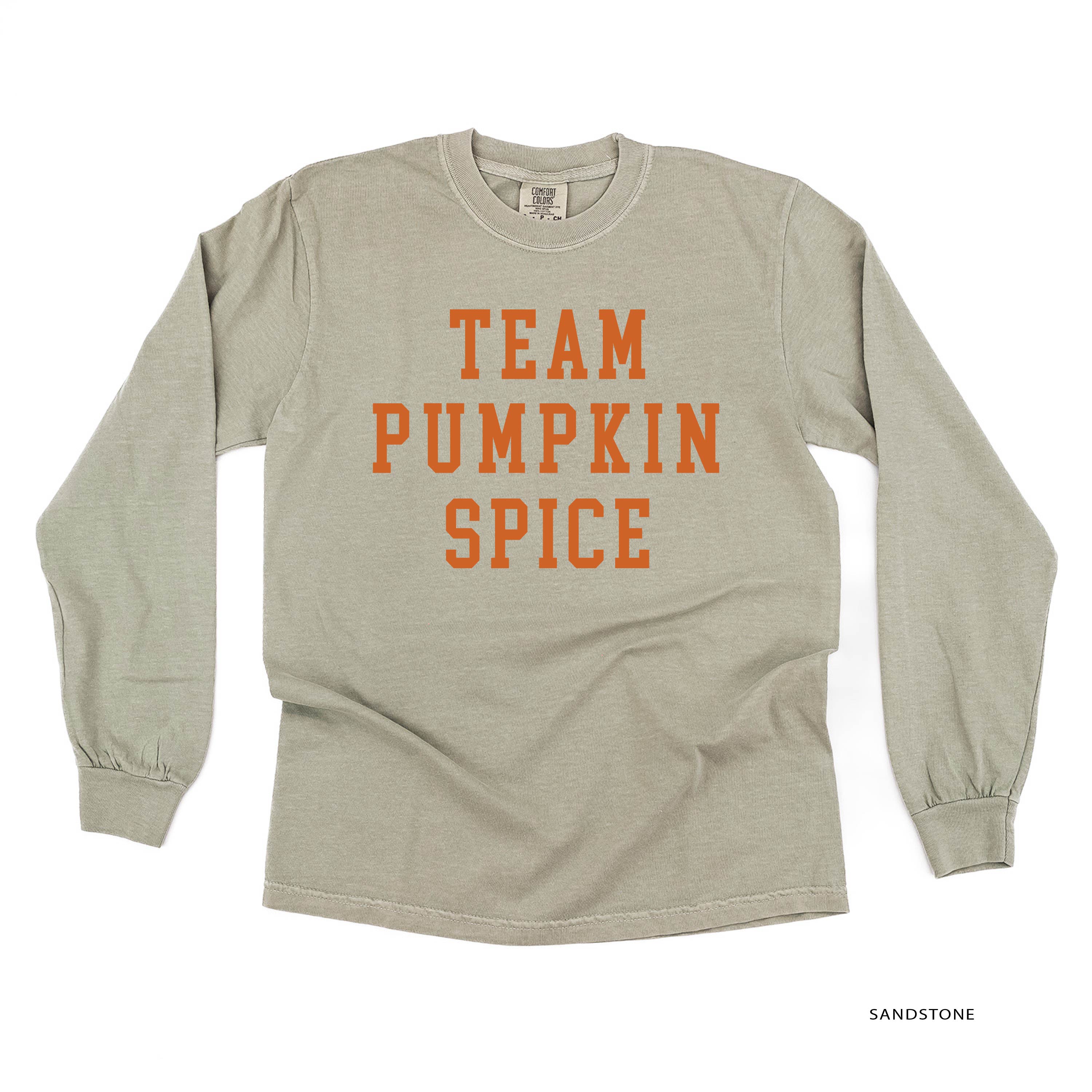 Team Pumpkin Spice - LONG SLEEVE Comfort Colors Tee Little Mama Shirt Shop
