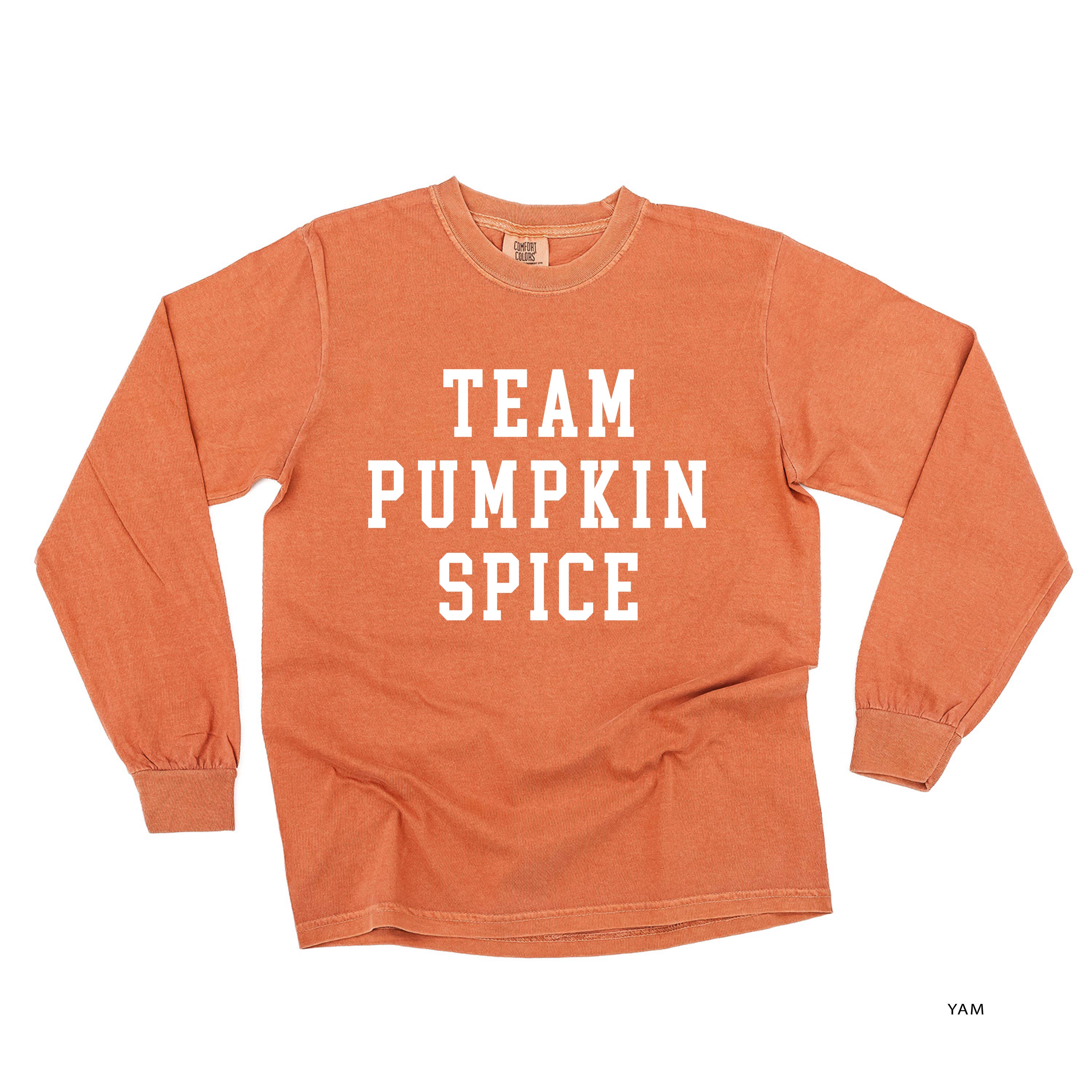 Team Pumpkin Spice - LONG SLEEVE Comfort Colors Tee Little Mama Shirt Shop