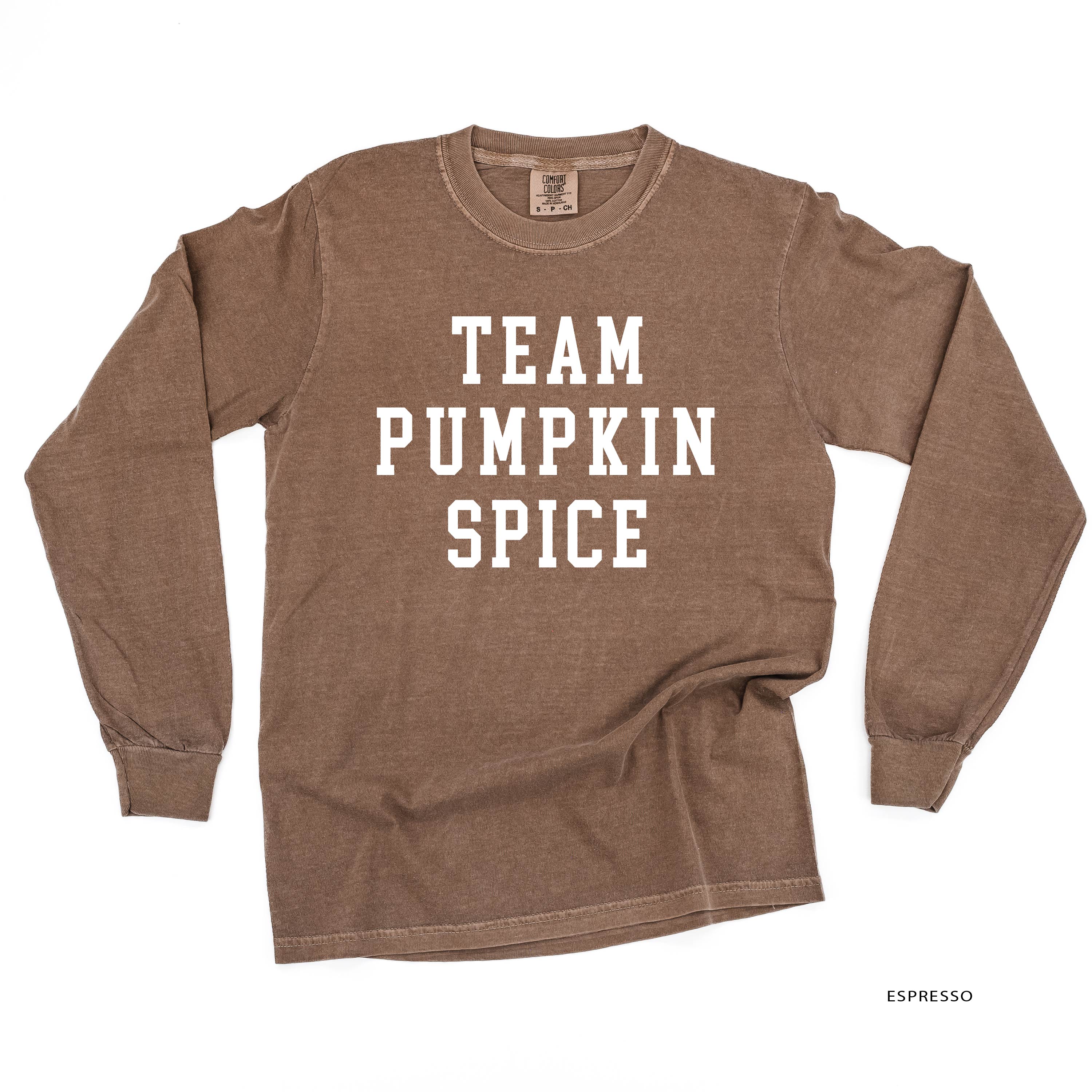 Team Pumpkin Spice - LONG SLEEVE Comfort Colors Tee Little Mama Shirt Shop