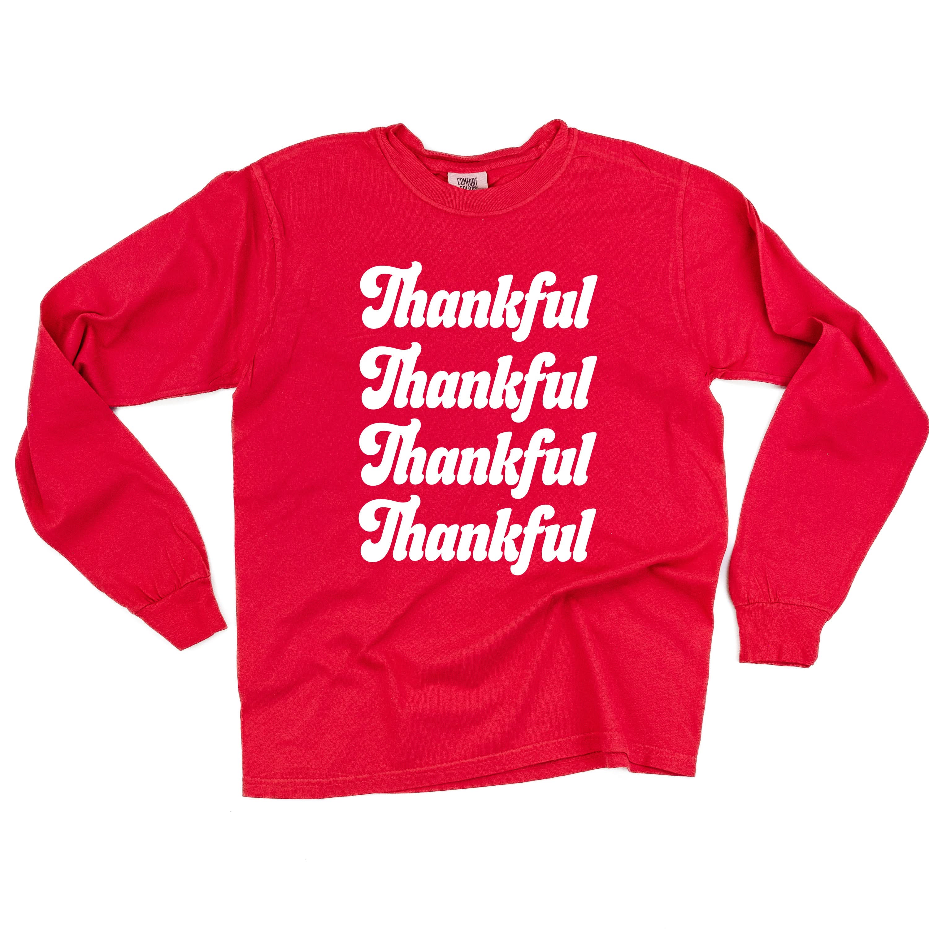 Thankful (x4) - LONG SLEEVE Comfort Colors Tee Little Mama Shirt Shop
