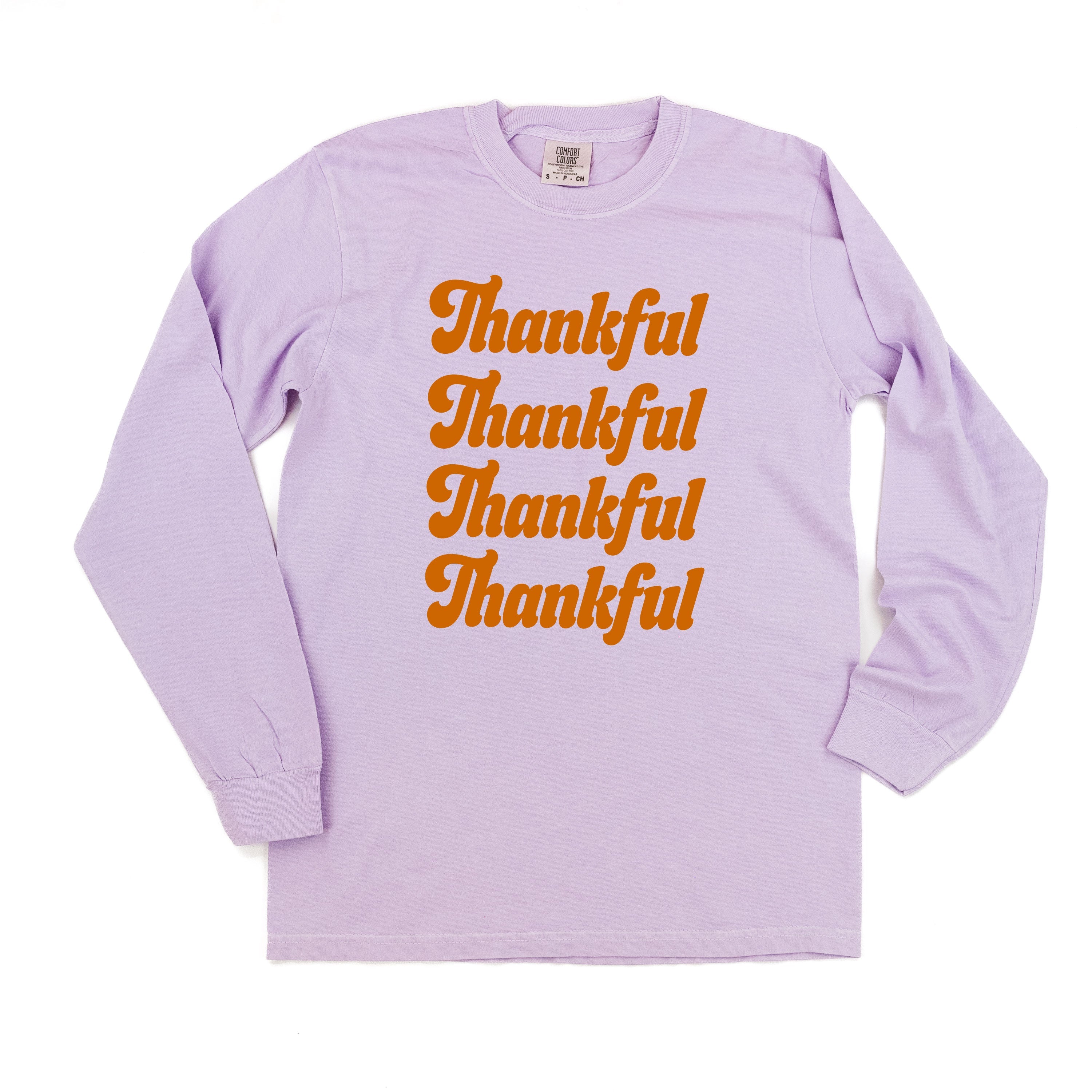 Thankful (x4) - LONG SLEEVE Comfort Colors Tee Little Mama Shirt Shop