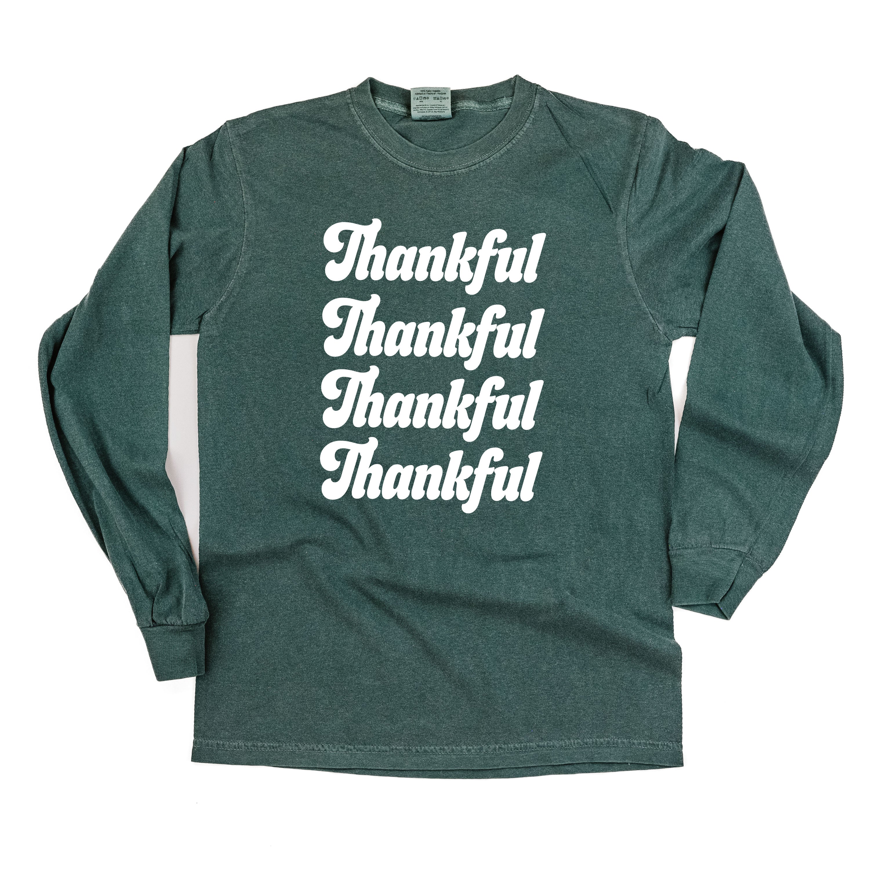 Thankful (x4) - LONG SLEEVE Comfort Colors Tee Little Mama Shirt Shop