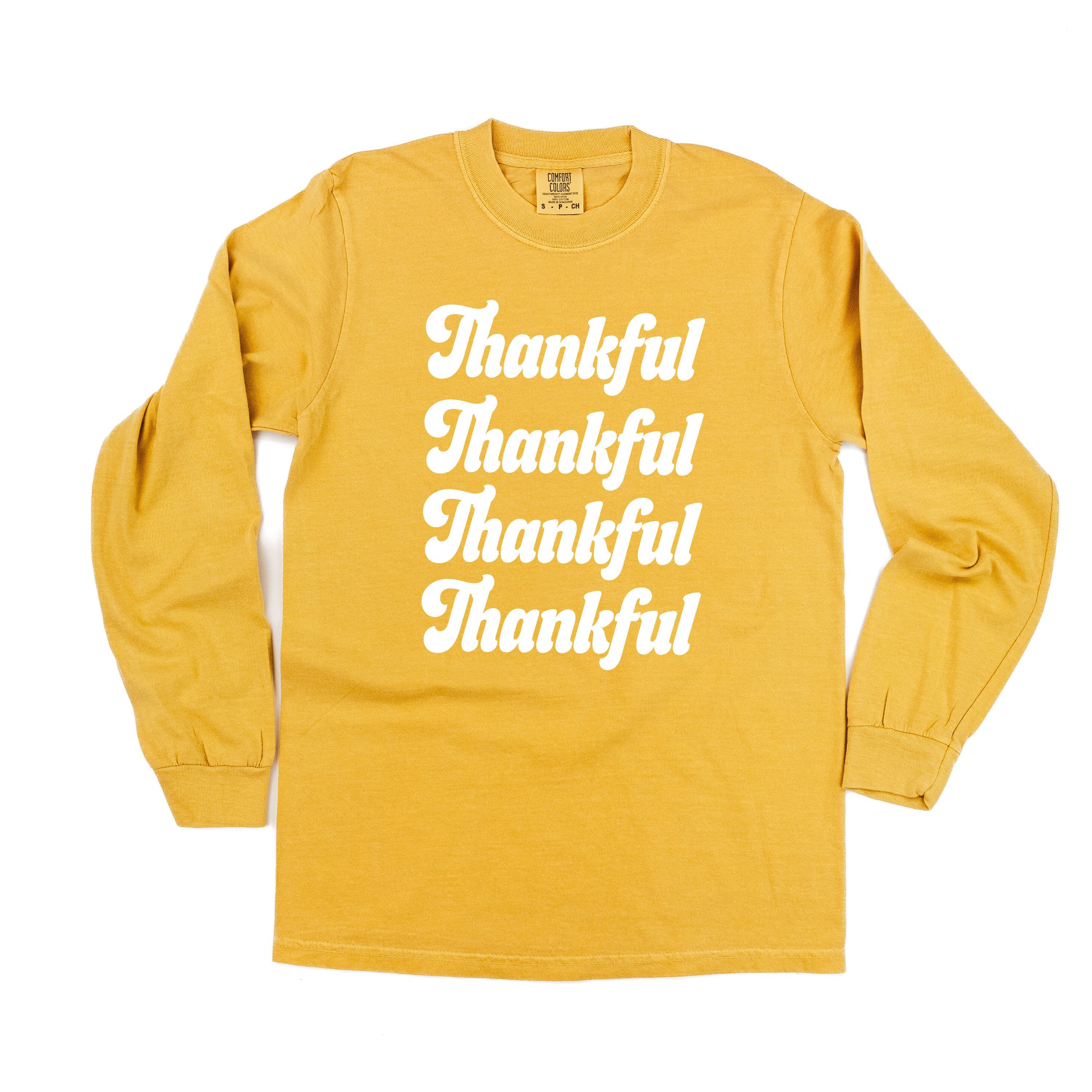 Thankful (x4) - LONG SLEEVE Comfort Colors Tee Little Mama Shirt Shop