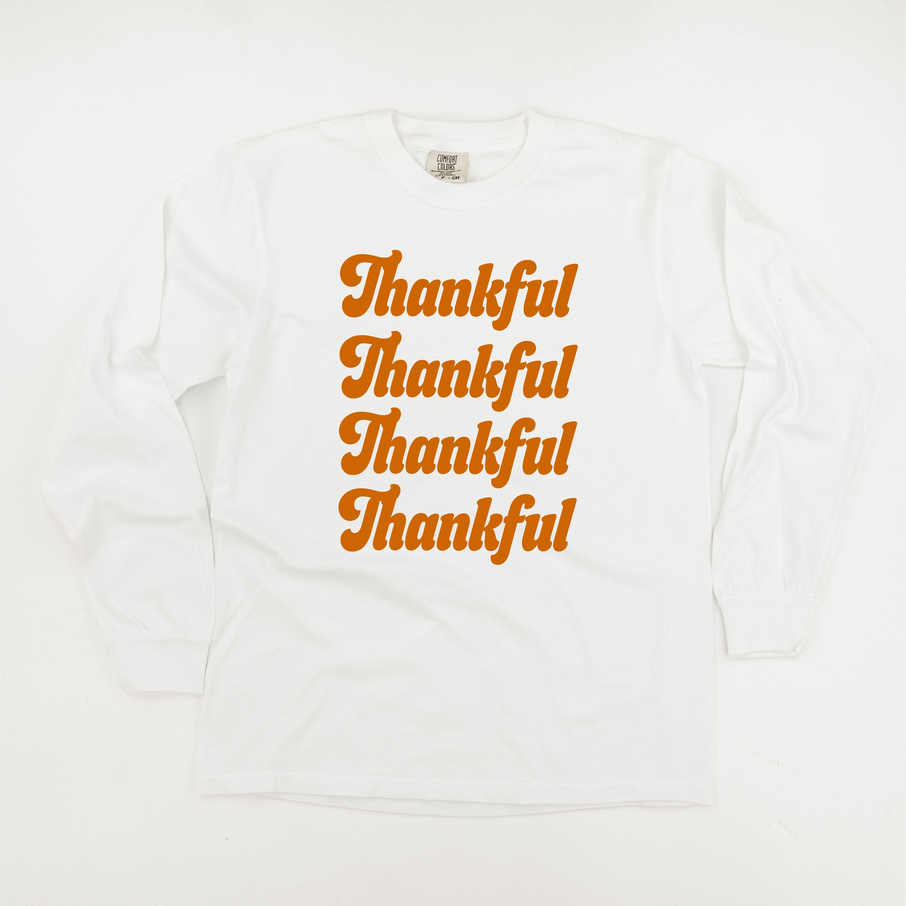 Thankful (x4) - LONG SLEEVE Comfort Colors Tee Little Mama Shirt Shop