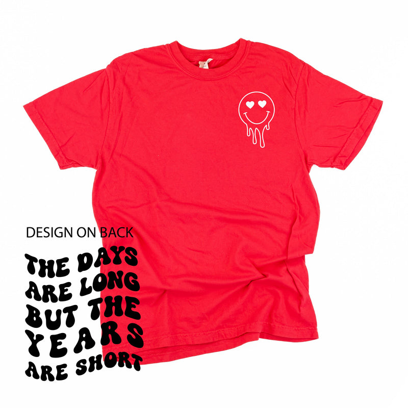 Melting Motherhood - THE DAYS ARE LONG BUT THE YEARS ARE SHORT - (w/ Melty Heart Eyes) - SHORT SLEEVE COMFORT COLORS TEE