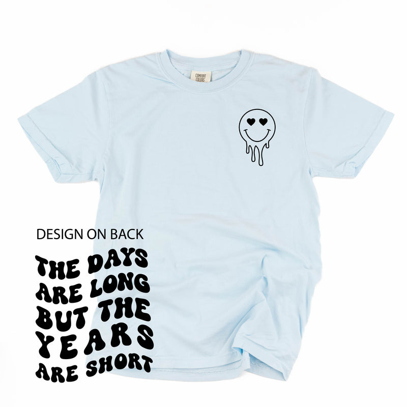 Melting Motherhood - THE DAYS ARE LONG BUT THE YEARS ARE SHORT - (w/ Melty Heart Eyes) - SHORT SLEEVE COMFORT COLORS TEE