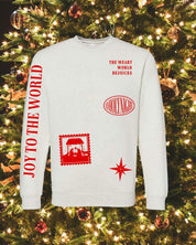 Adult sweater in natural with Christian Christmas graphics on the front, shown on flat lay – Little Mama Shirt Shop