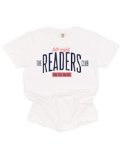 Unisex Comfort Colors tee with “Late Night Readers Club BYOB” design in white, flat lay – Little Mama Shirt Shop