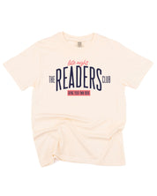 Unisex Comfort Colors tee with “Late Night Readers Club BYOB” design in ivory, flat lay – Little Mama Shirt Shop
