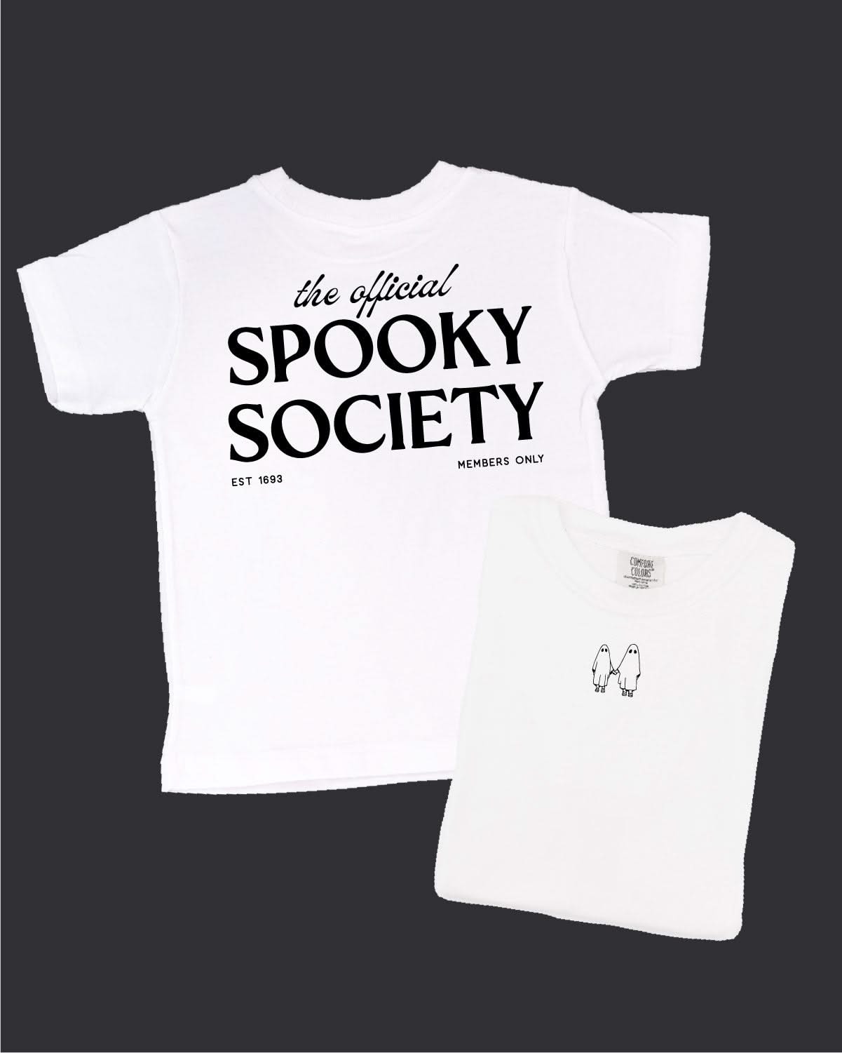 The Official Spooky Society - Set of 2 White Coordinating Tees Little Mama Shirt Shop