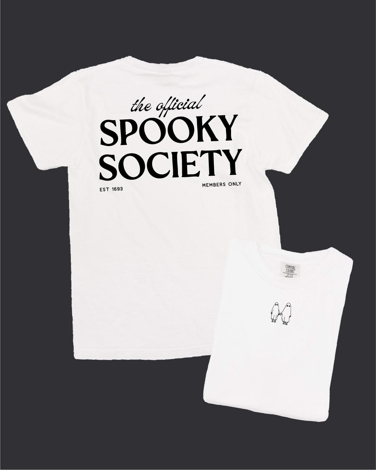 The Official Spooky Society - White Comfort Colors Tee Little Mama Shirt Shop