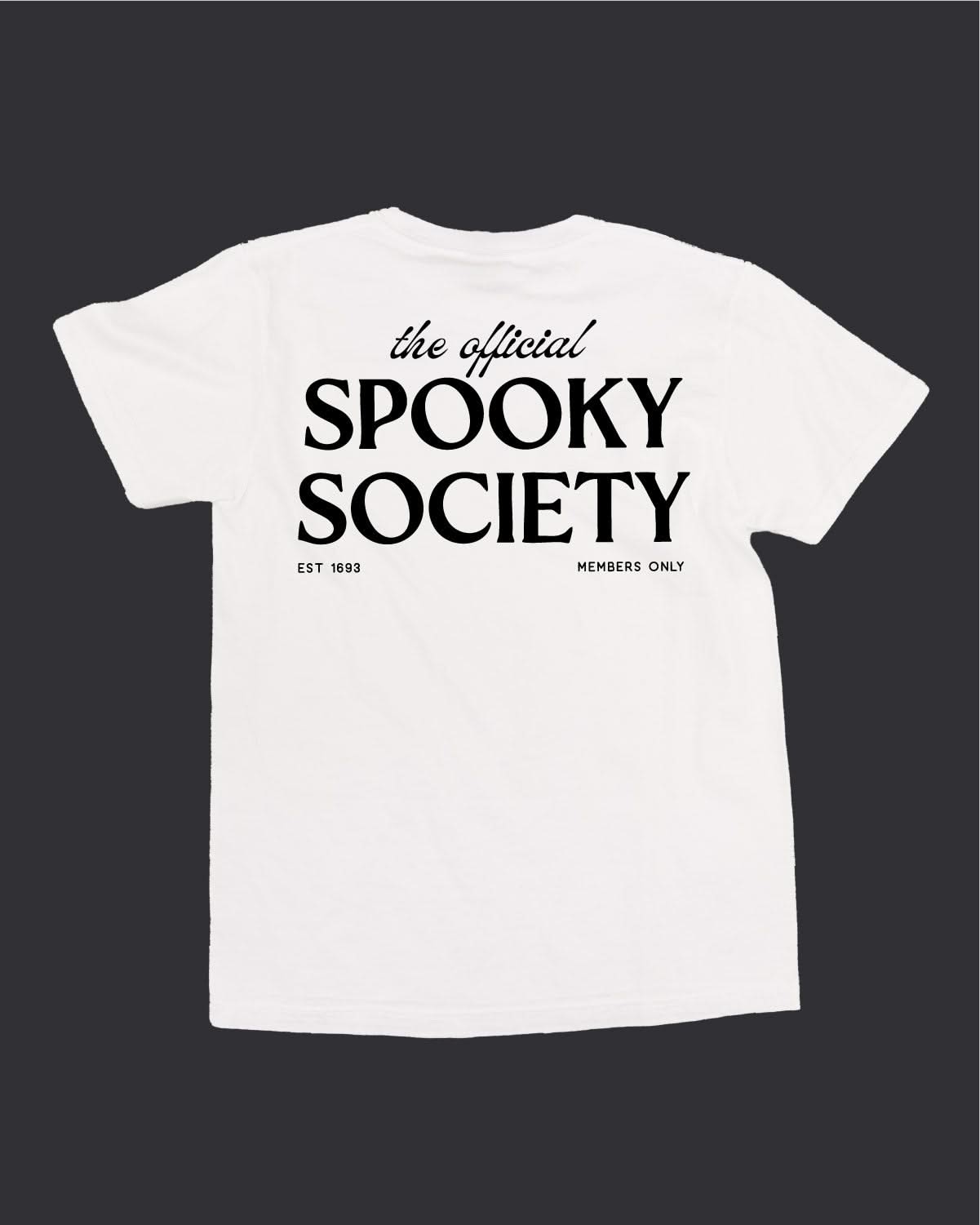 The Official Spooky Society - White Comfort Colors Tee Little Mama Shirt Shop