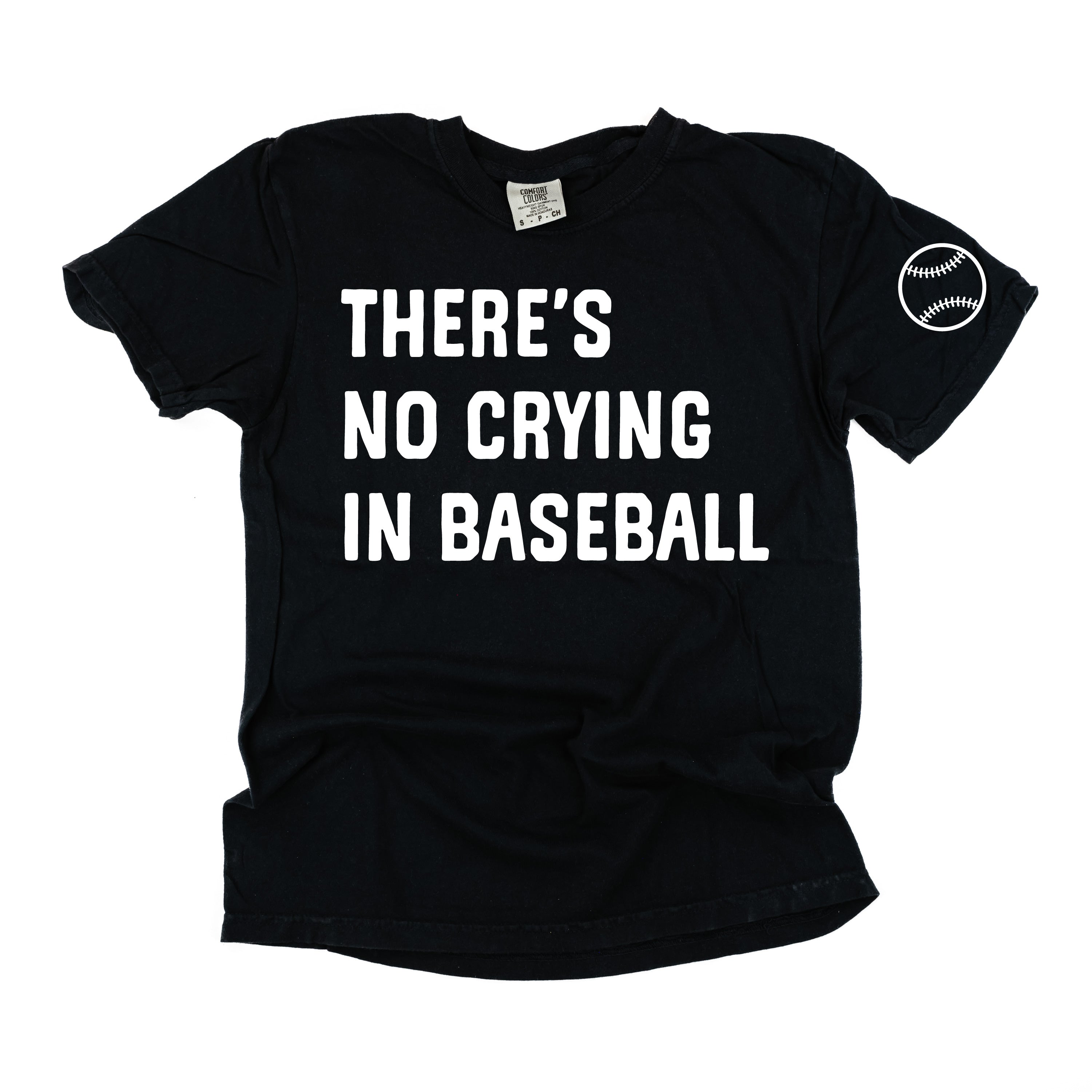 There's No Crying In Baseball (sd) - Custom Number (back) - Comfort Colors Tee Little Mama Shirt Shop