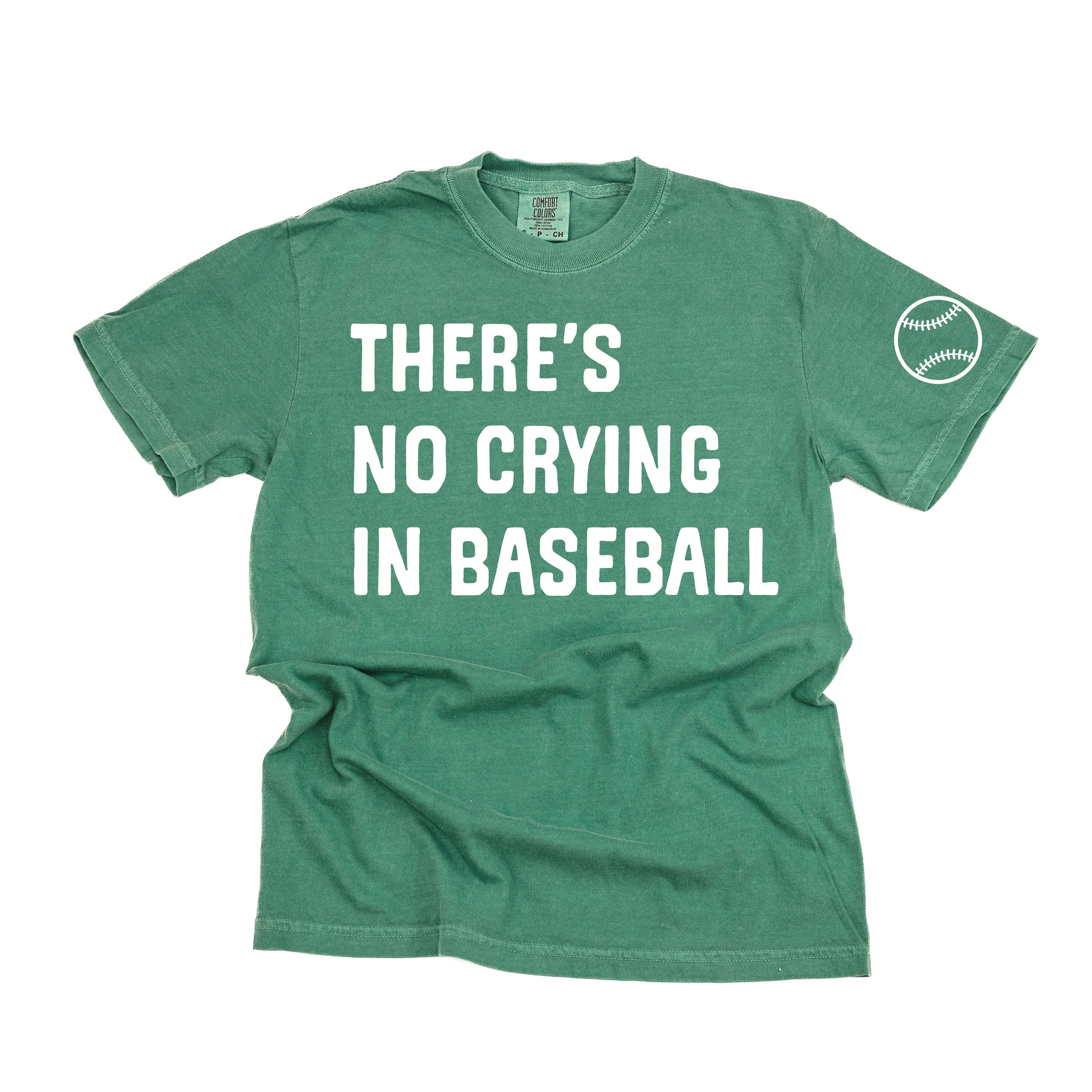 There's No Crying In Baseball (sd) - Custom Number (back) - Comfort Colors Tee Little Mama Shirt Shop