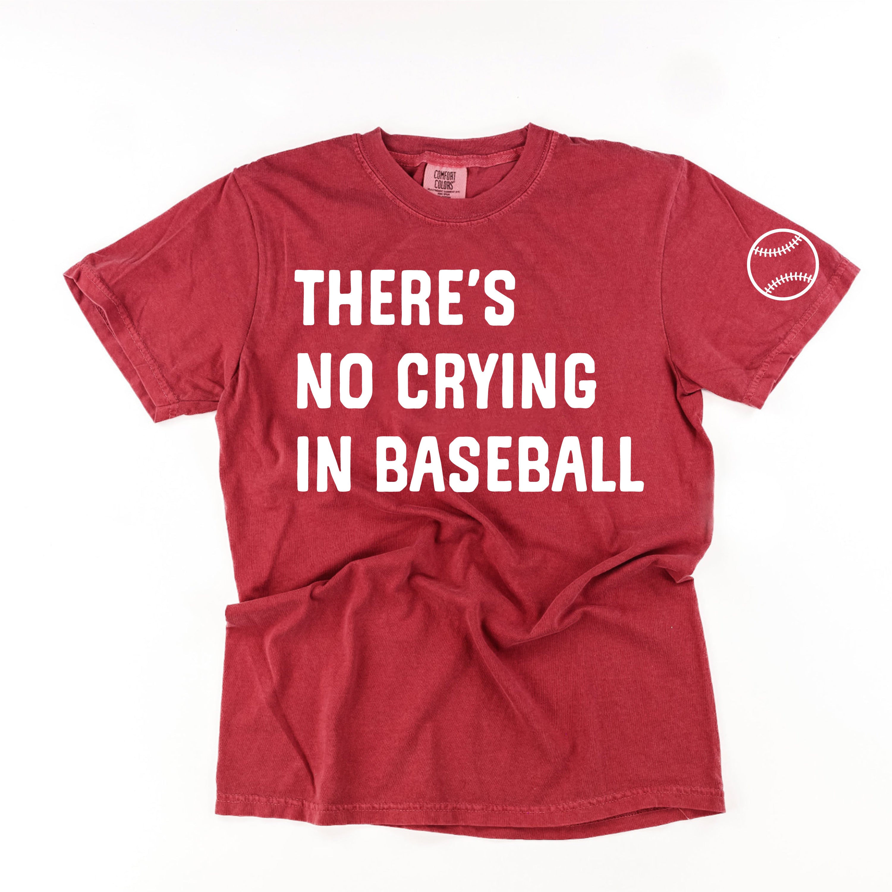 There's No Crying In Baseball (sd) - Custom Number (back) - Comfort Colors Tee Little Mama Shirt Shop