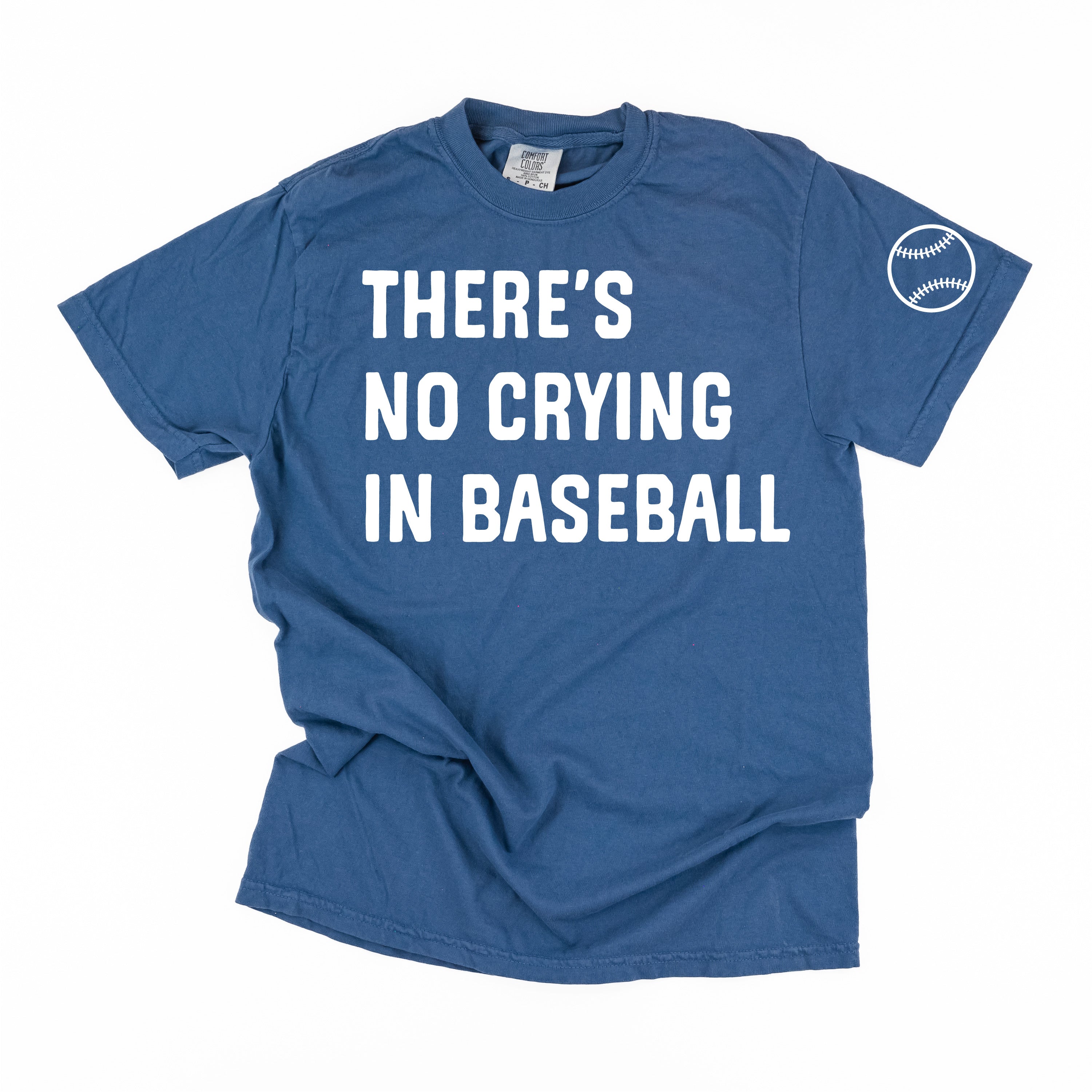 There's No Crying In Baseball (sd) - Custom Number (back) - Comfort Colors Tee Little Mama Shirt Shop