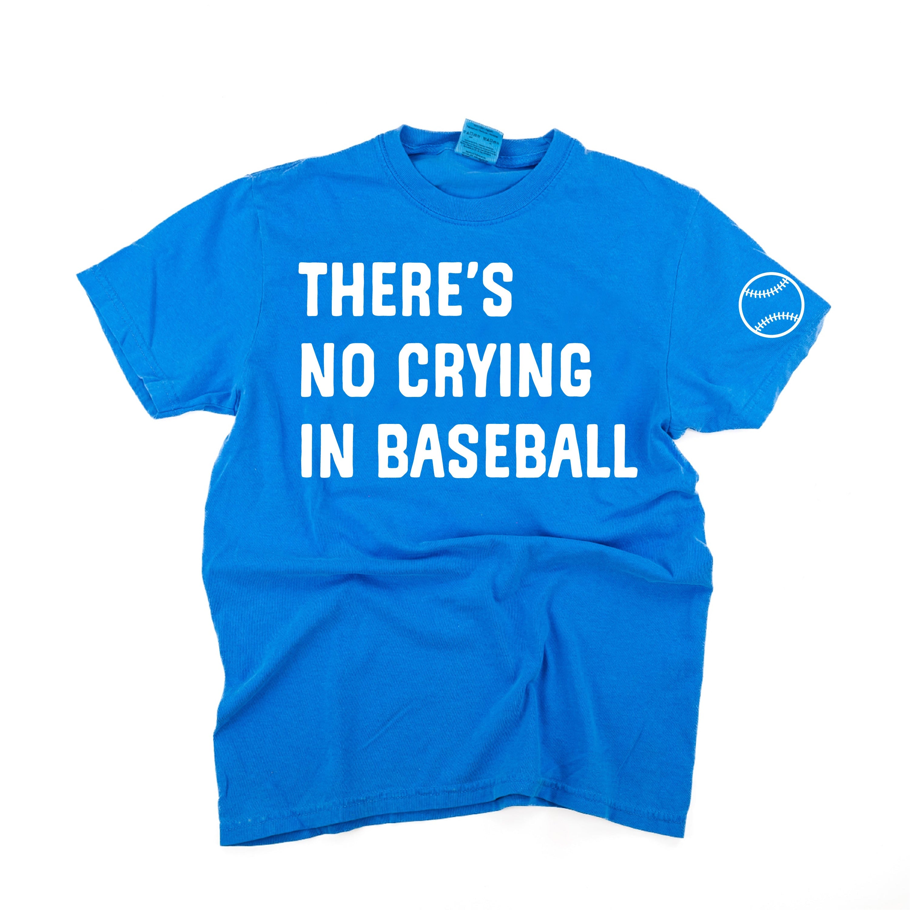 There's No Crying In Baseball (sd) - Custom Number (back) - Comfort Colors Tee Little Mama Shirt Shop