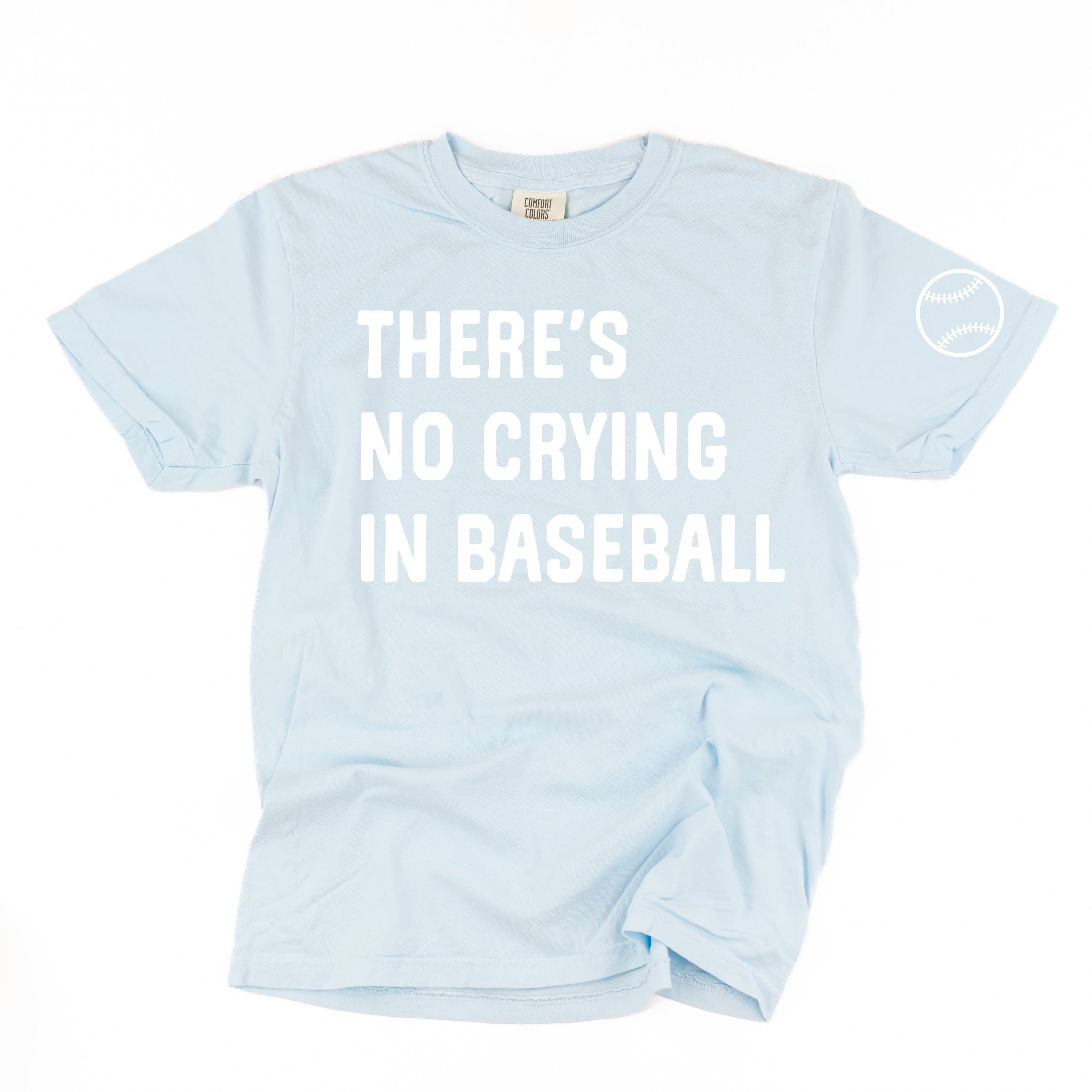 There's No Crying In Baseball (sd) - Custom Number (back) - Comfort Colors Tee Little Mama Shirt Shop