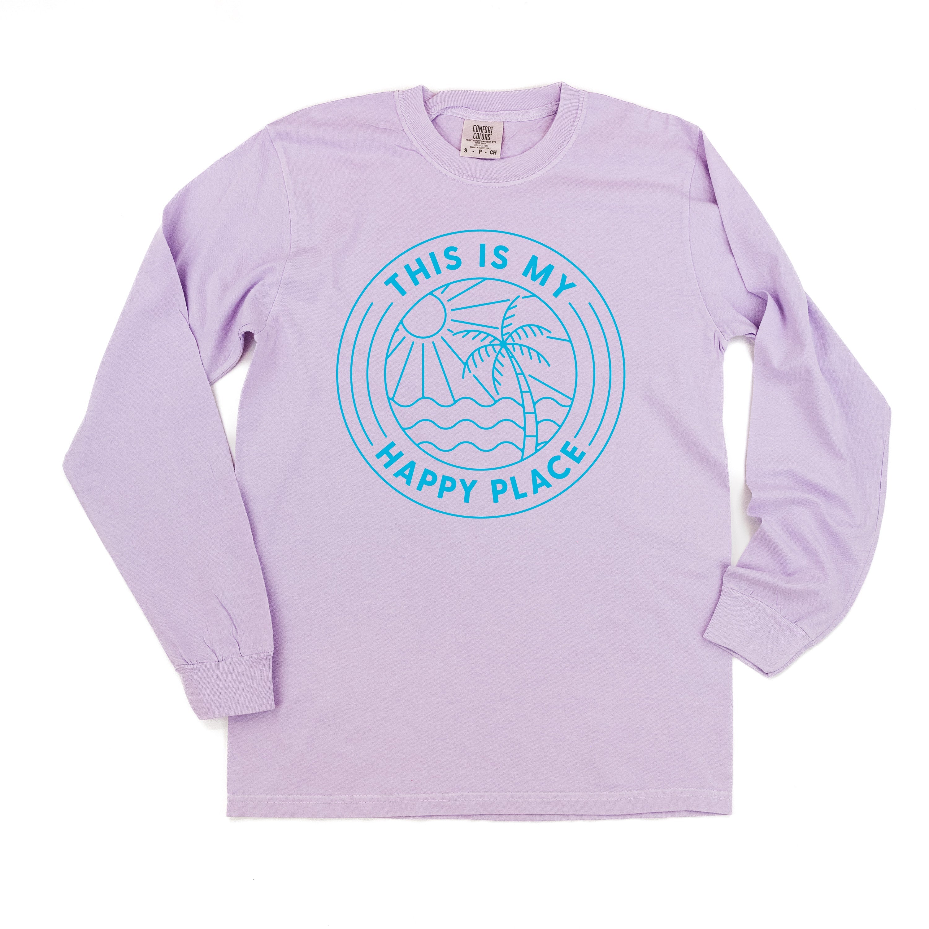 THIS IS MY HAPPY PLACE - LONG SLEEVE COMFORT COLORS TEE Little Mama Shirt Shop