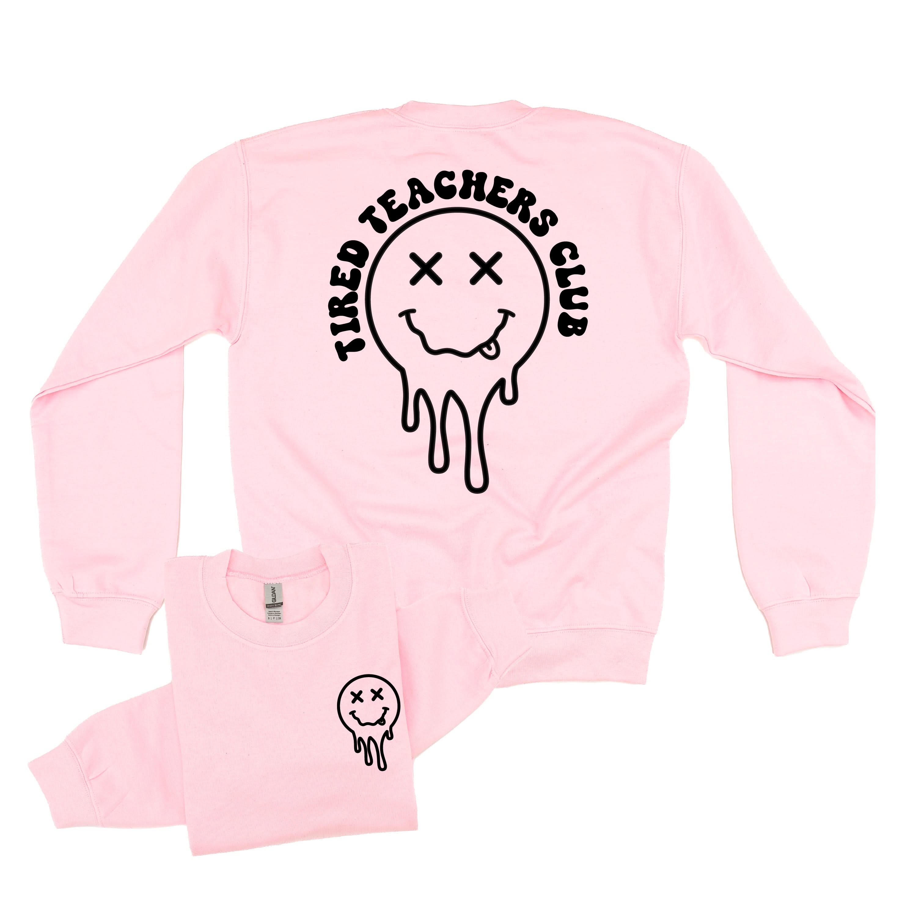 Tired Teachers Club - Melty X Squiggle Smiley (pf & b) - BASIC Fleece Little Mama Shirt Shop LLC