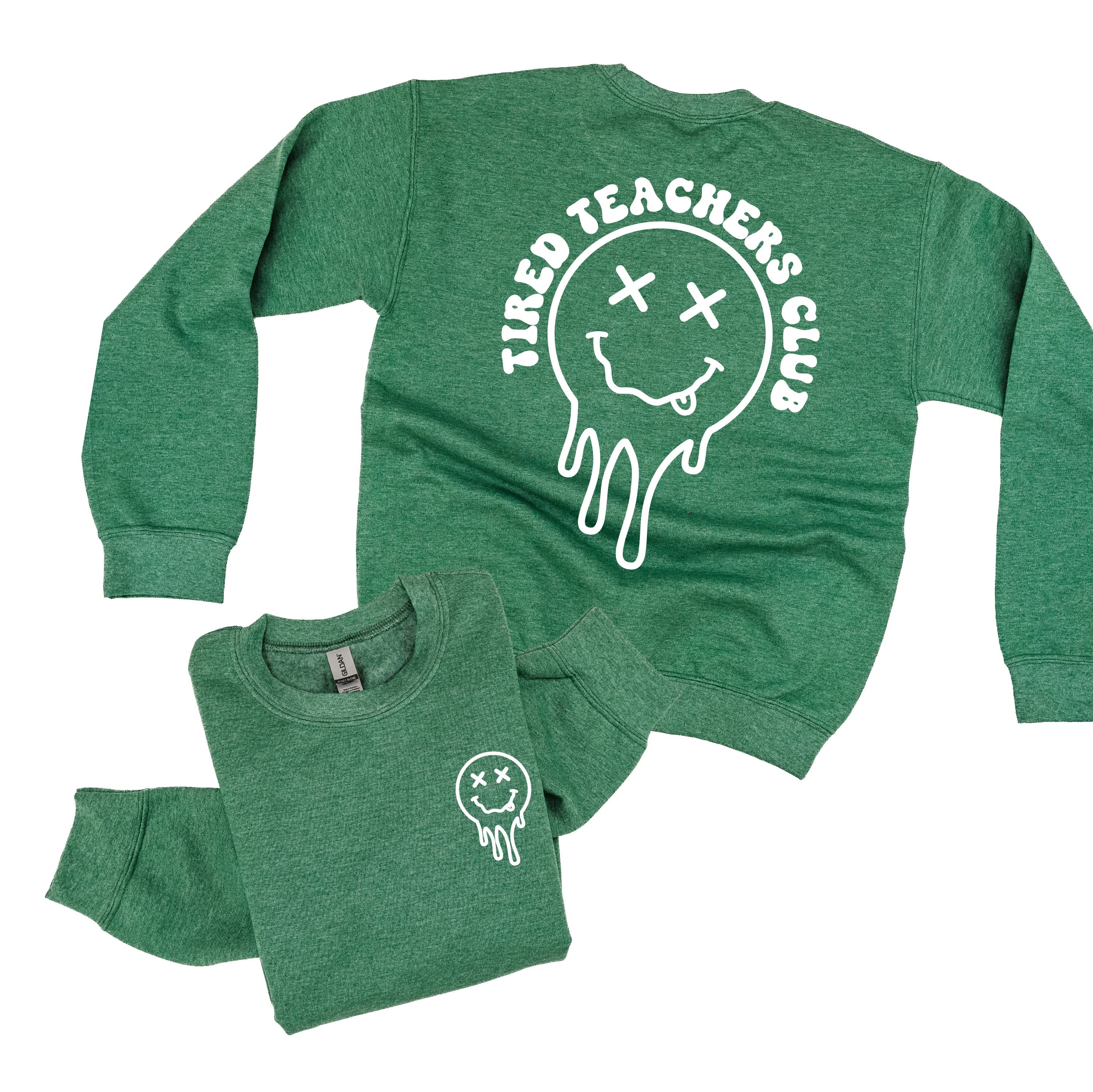 Tired Teachers Club - Melty X Squiggle Smiley (pf & b) - BASIC Fleece Little Mama Shirt Shop LLC
