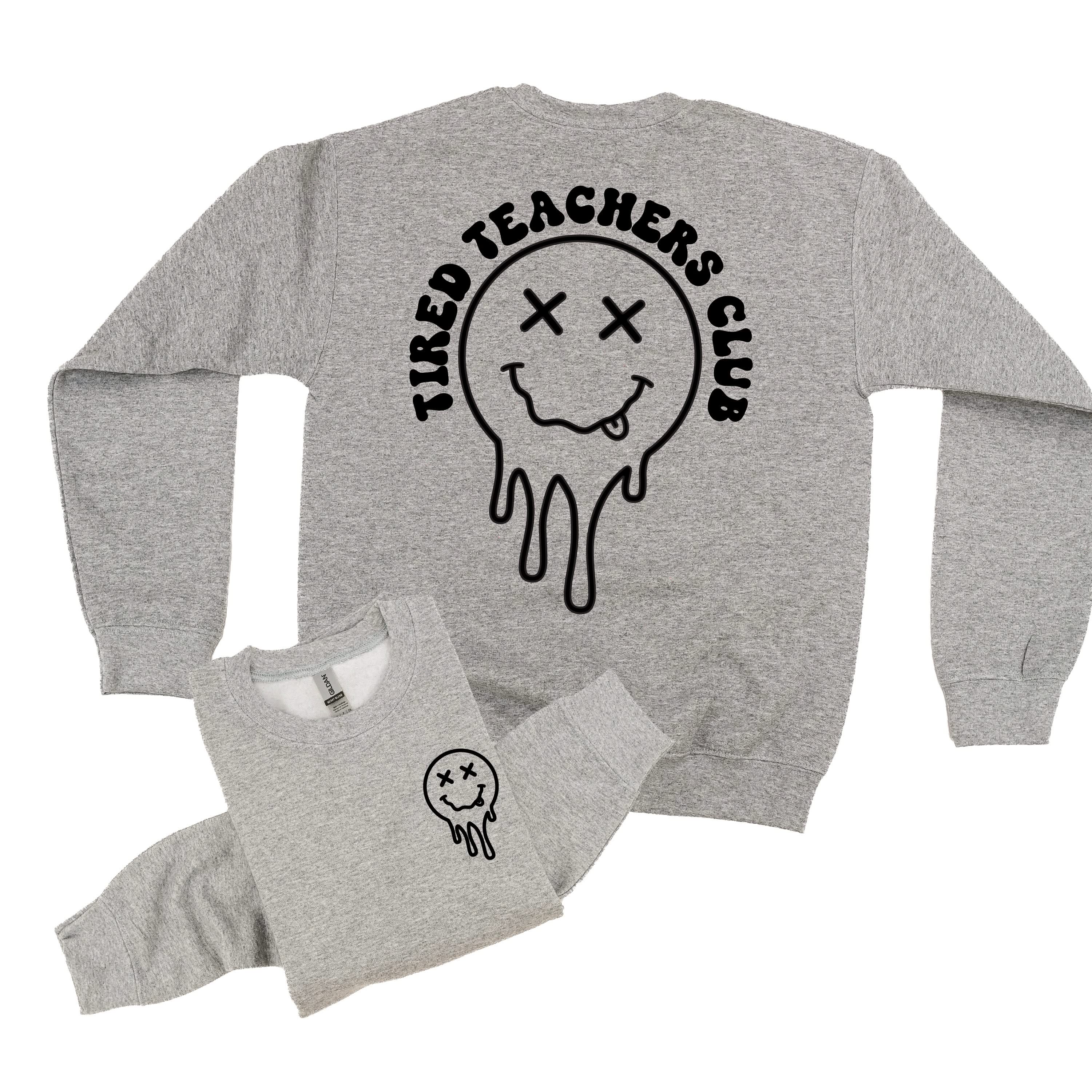 Tired Teachers Club - Melty X Squiggle Smiley (pf & b) - BASIC Fleece Little Mama Shirt Shop LLC