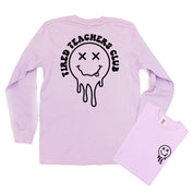 Tired Teachers Club - Melty X Squiggle Smiley (pf & b) - LONG SLEEVE Comfort Colors Tee Little Mama Shirt Shop
