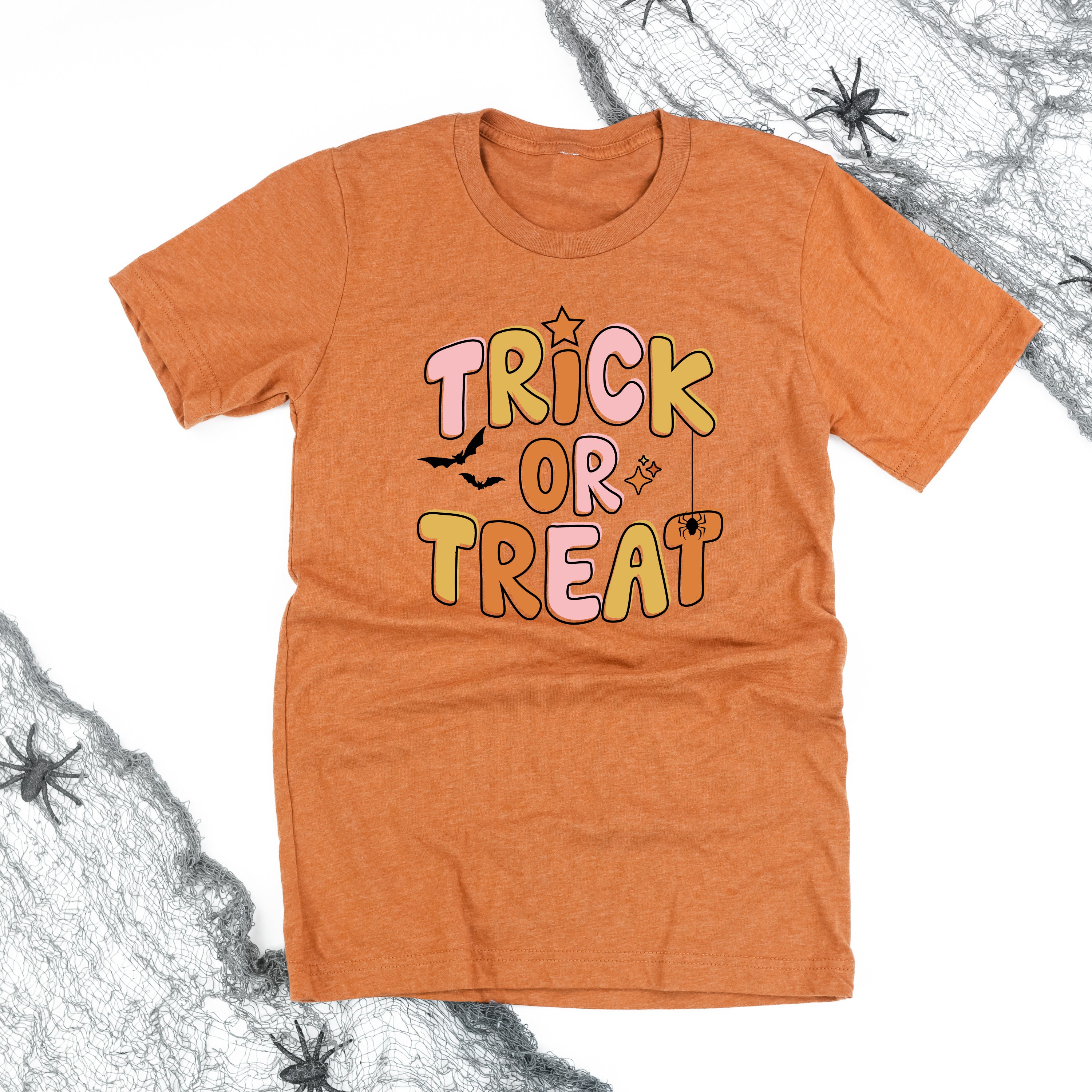 Trick or Treat (PINK/ORANGE) - Unisex Tee Little Mama Shirt Shop